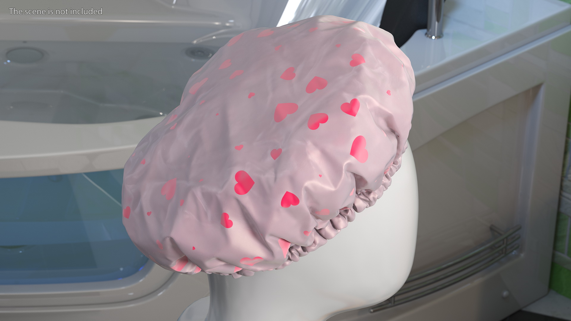 Satin Lined Shower Cap Pink Transparent 3D model