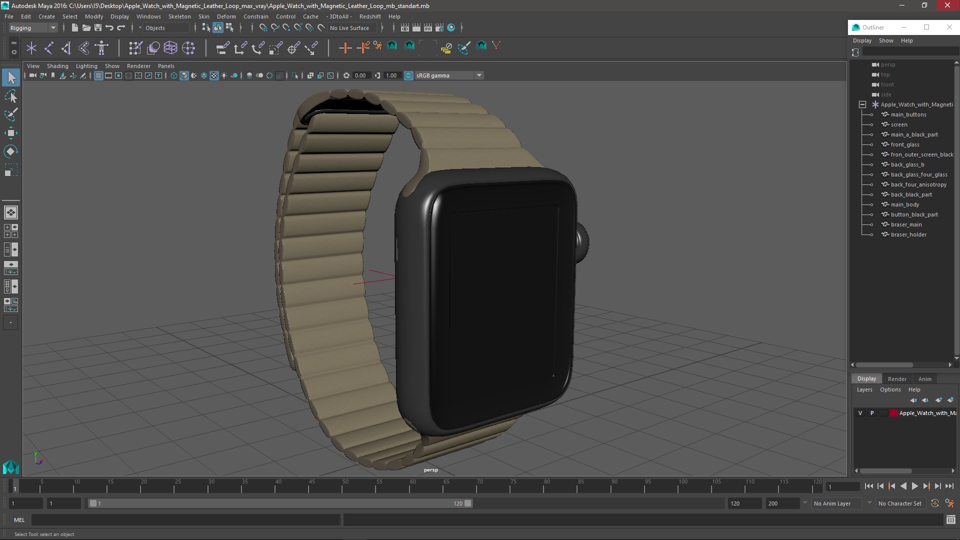 3D Apple Watch with Magnetic Leather Loop model