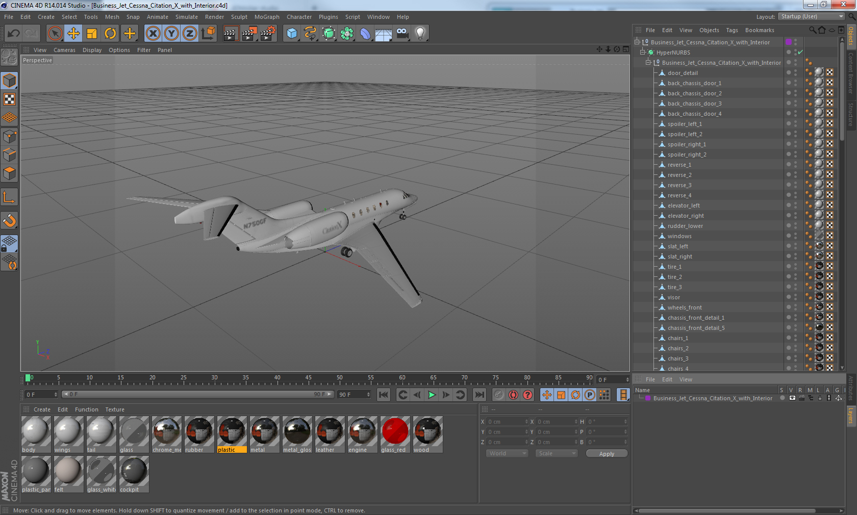 Business Jet Cessna Citation X with Interior 3D model