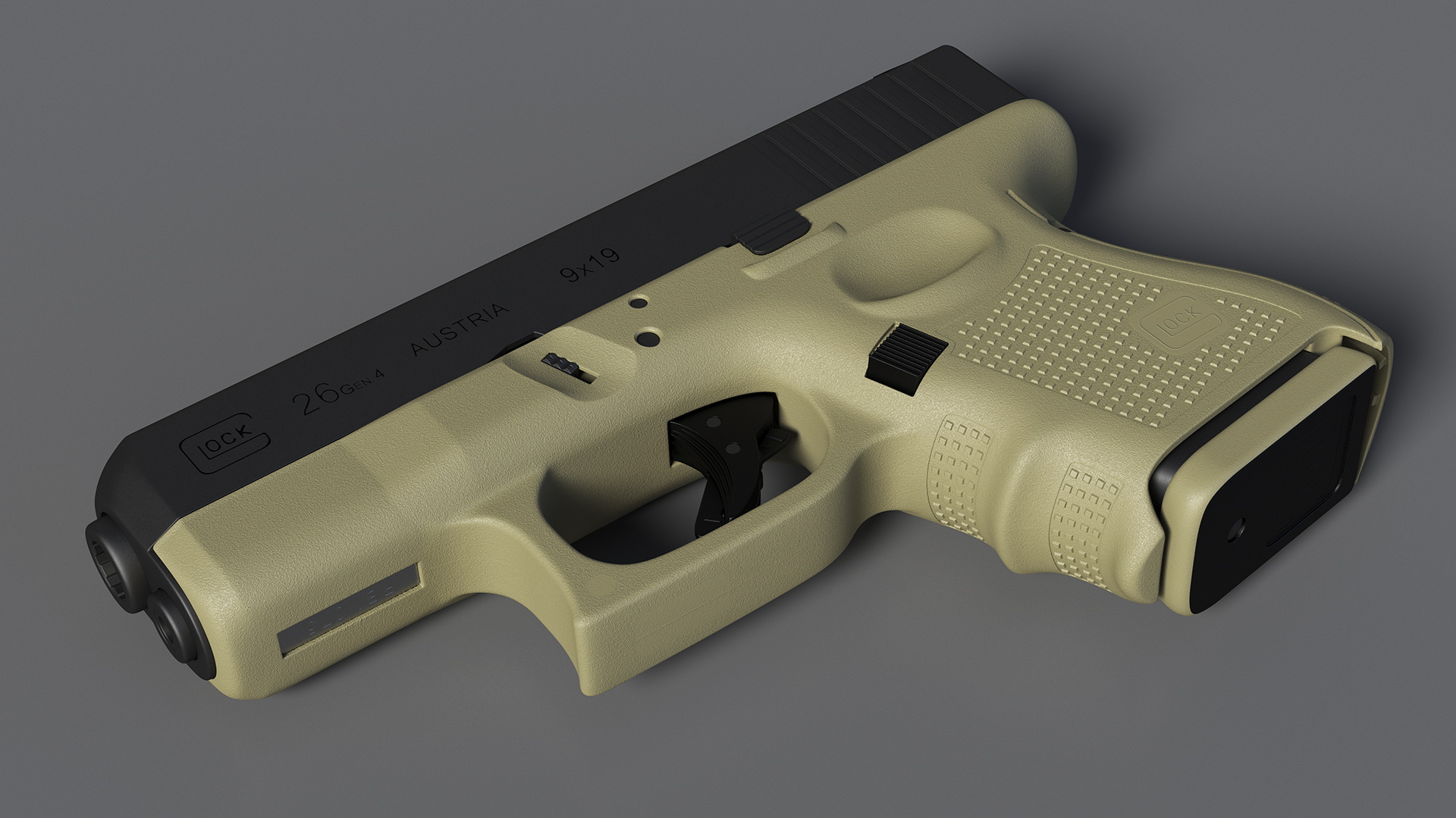 Glock G26 Sub Compact 9mm Pistol 3D