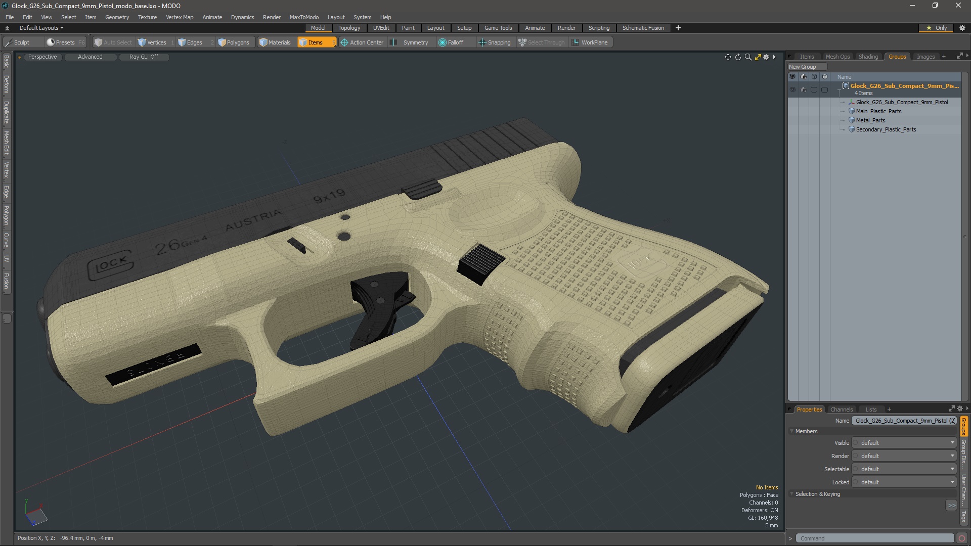 Glock G26 Sub Compact 9mm Pistol 3D