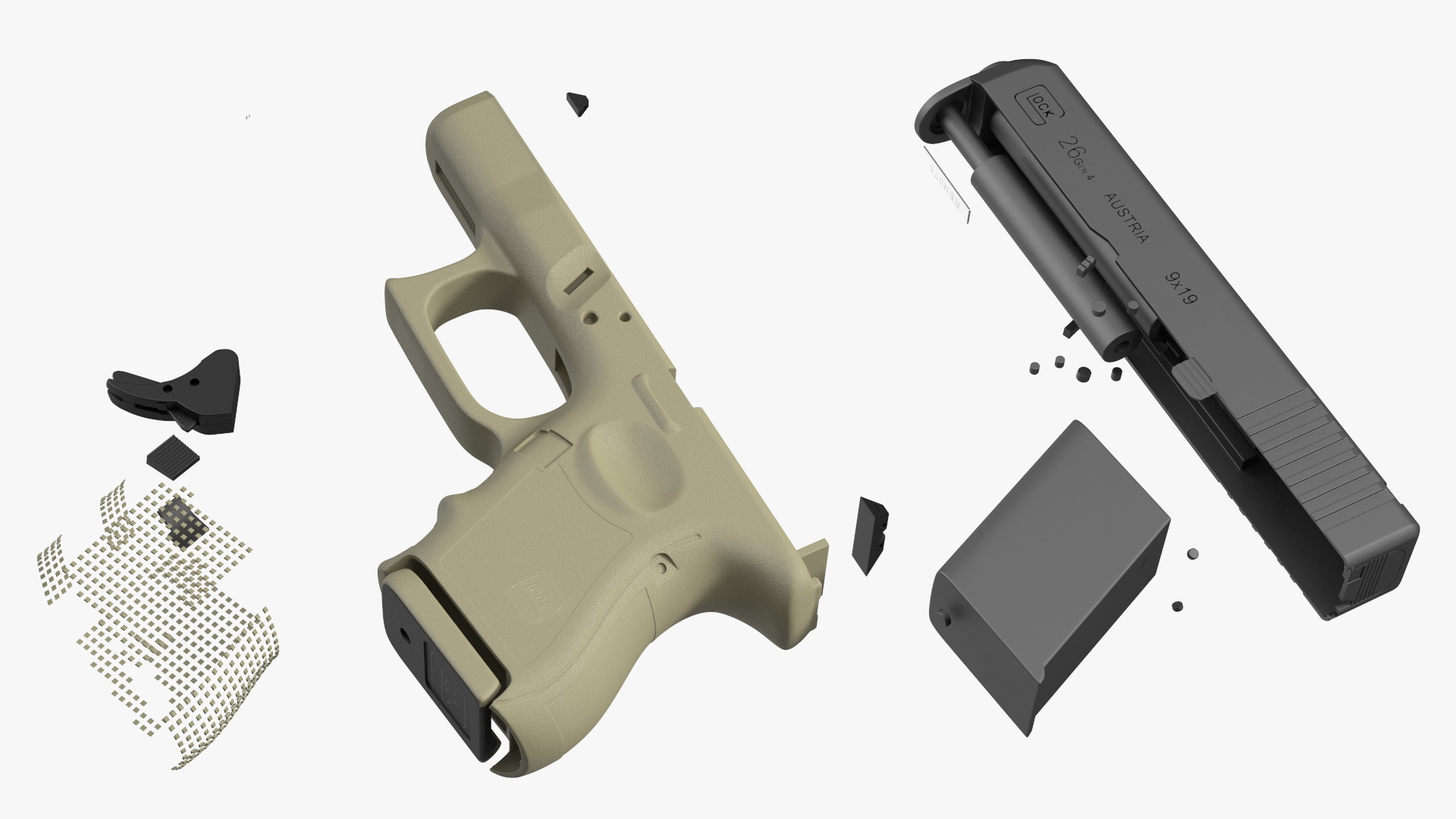 Glock G26 Sub Compact 9mm Pistol 3D