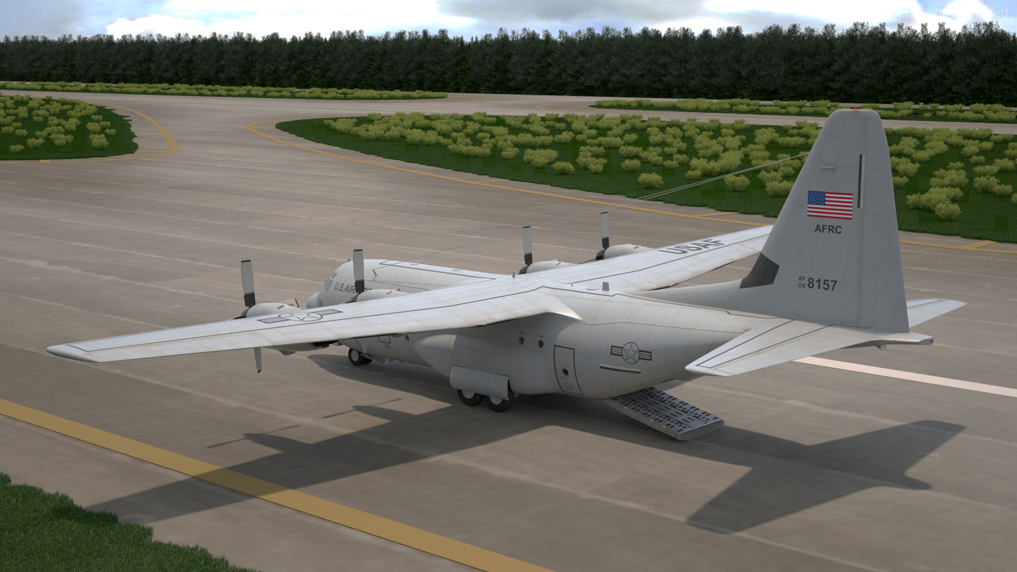 3D Lockheed C 130 Hercules US Military Transport with Humvee M1151 model