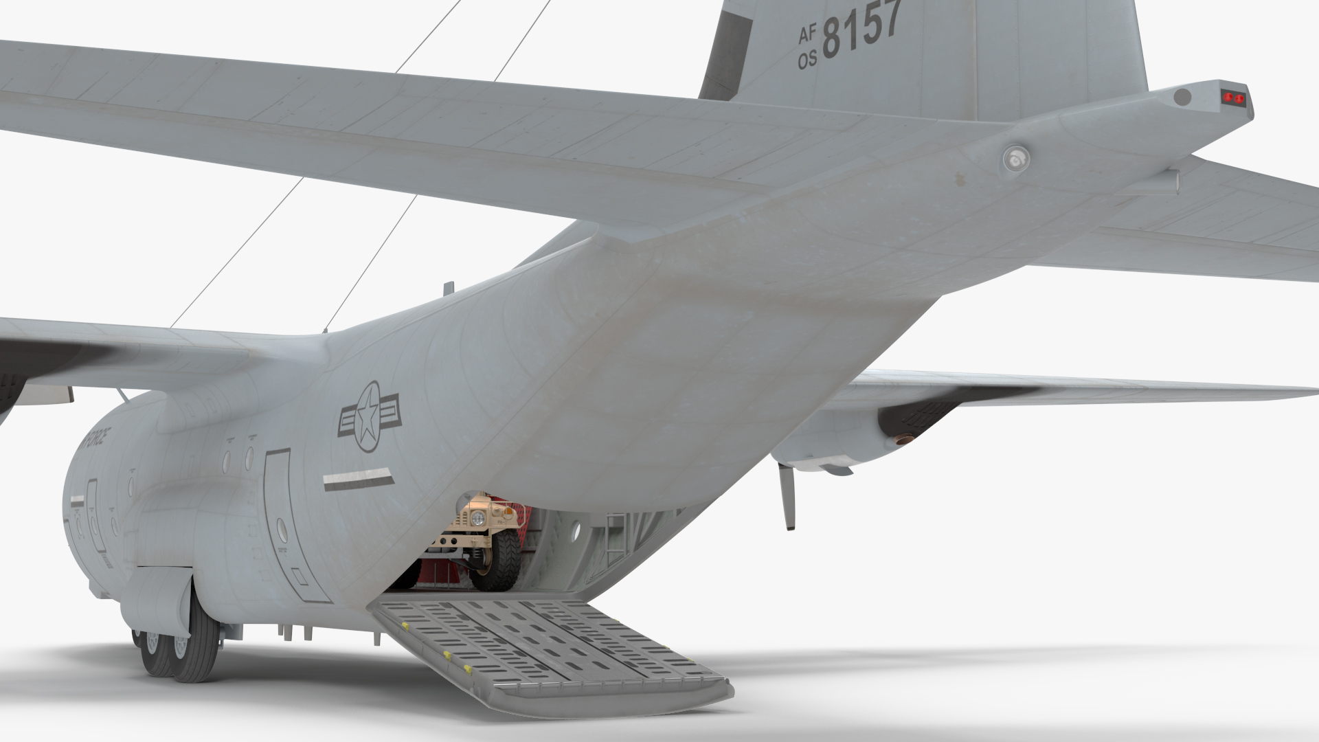 3D Lockheed C 130 Hercules US Military Transport with Humvee M1151 model