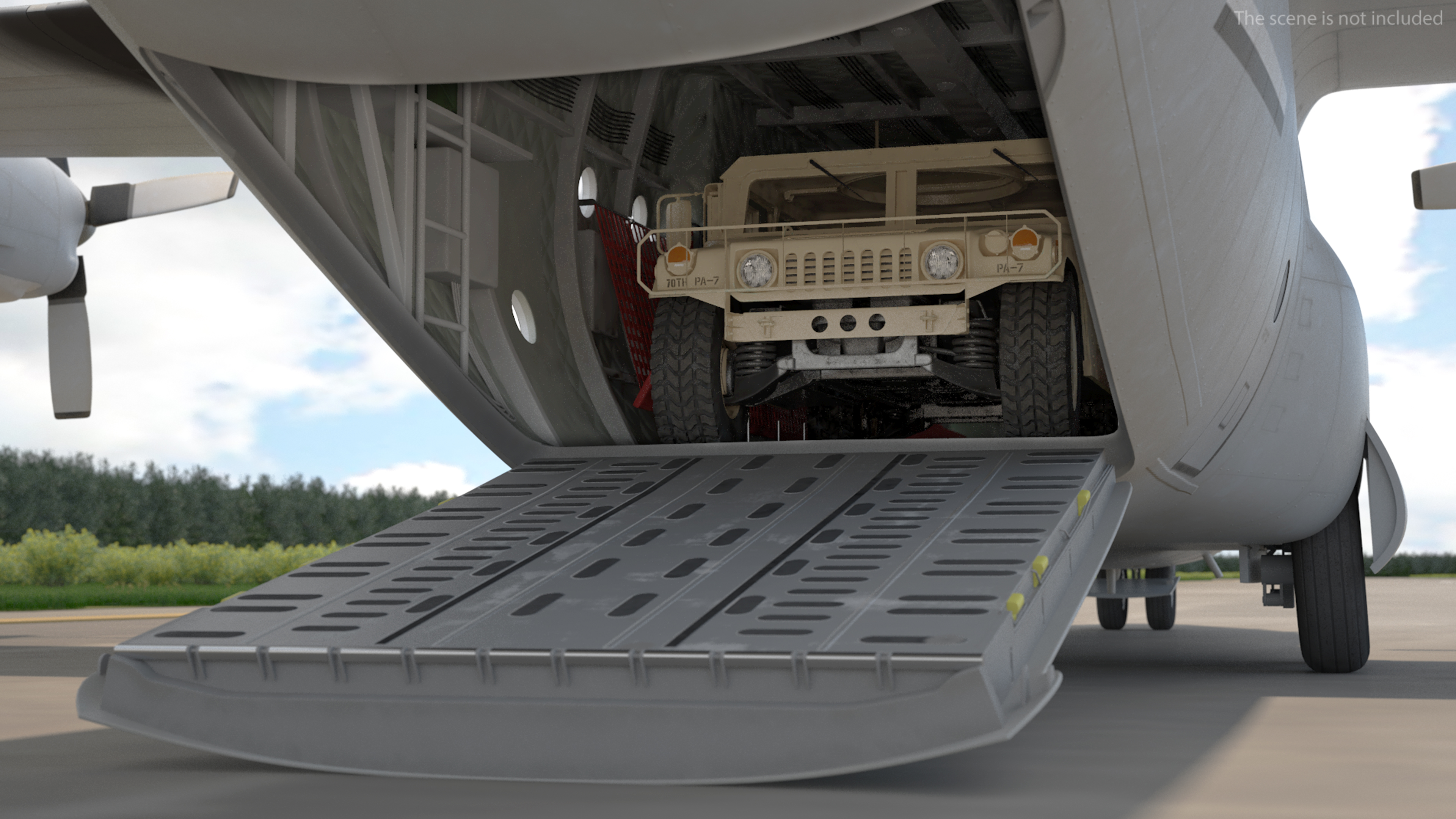3D Lockheed C 130 Hercules US Military Transport with Humvee M1151 model