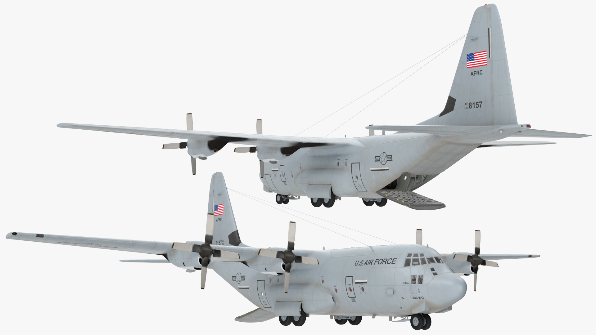 3D Lockheed C 130 Hercules US Military Transport with Humvee M1151 model