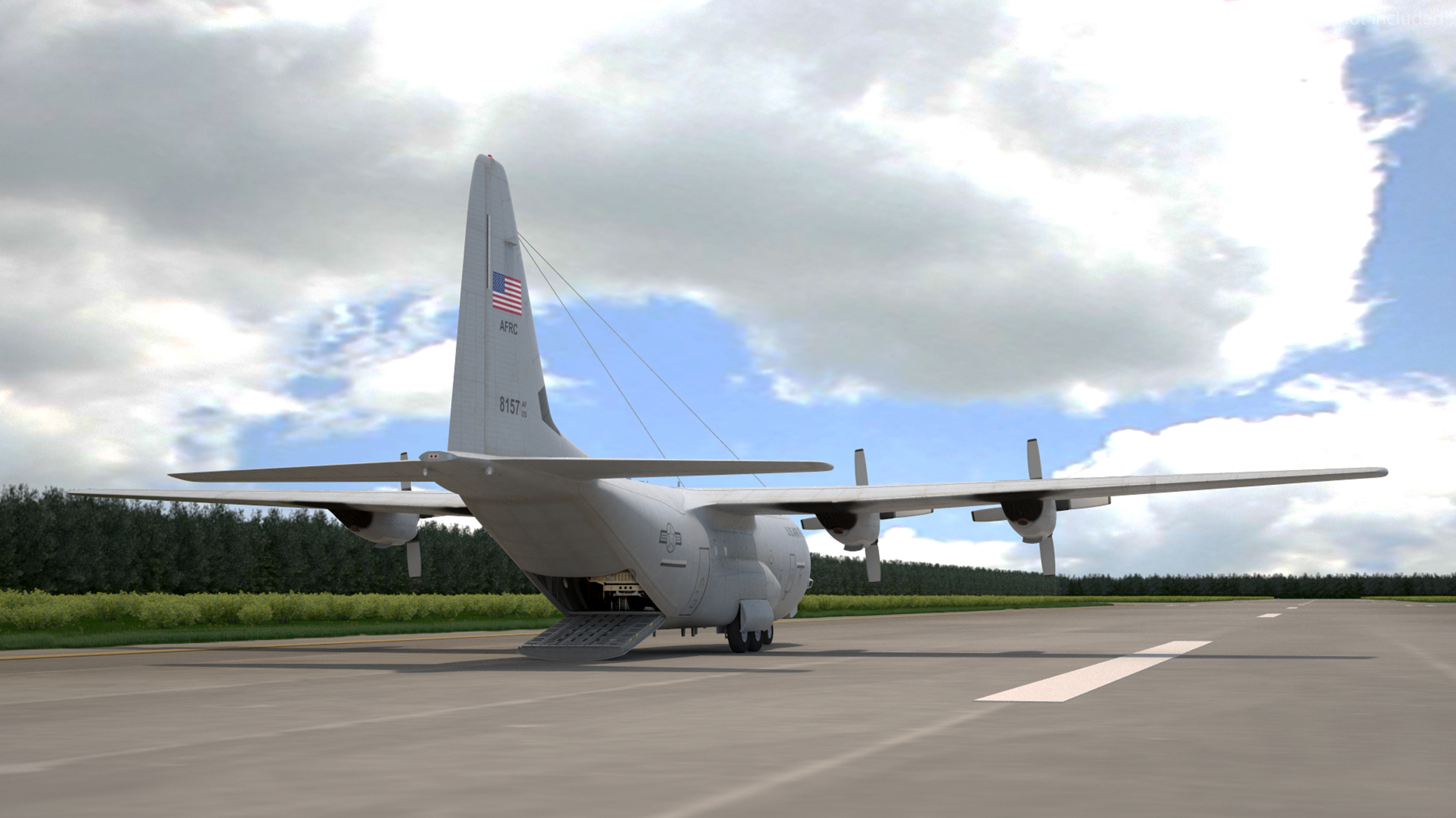 3D Lockheed C 130 Hercules US Military Transport with Humvee M1151 model