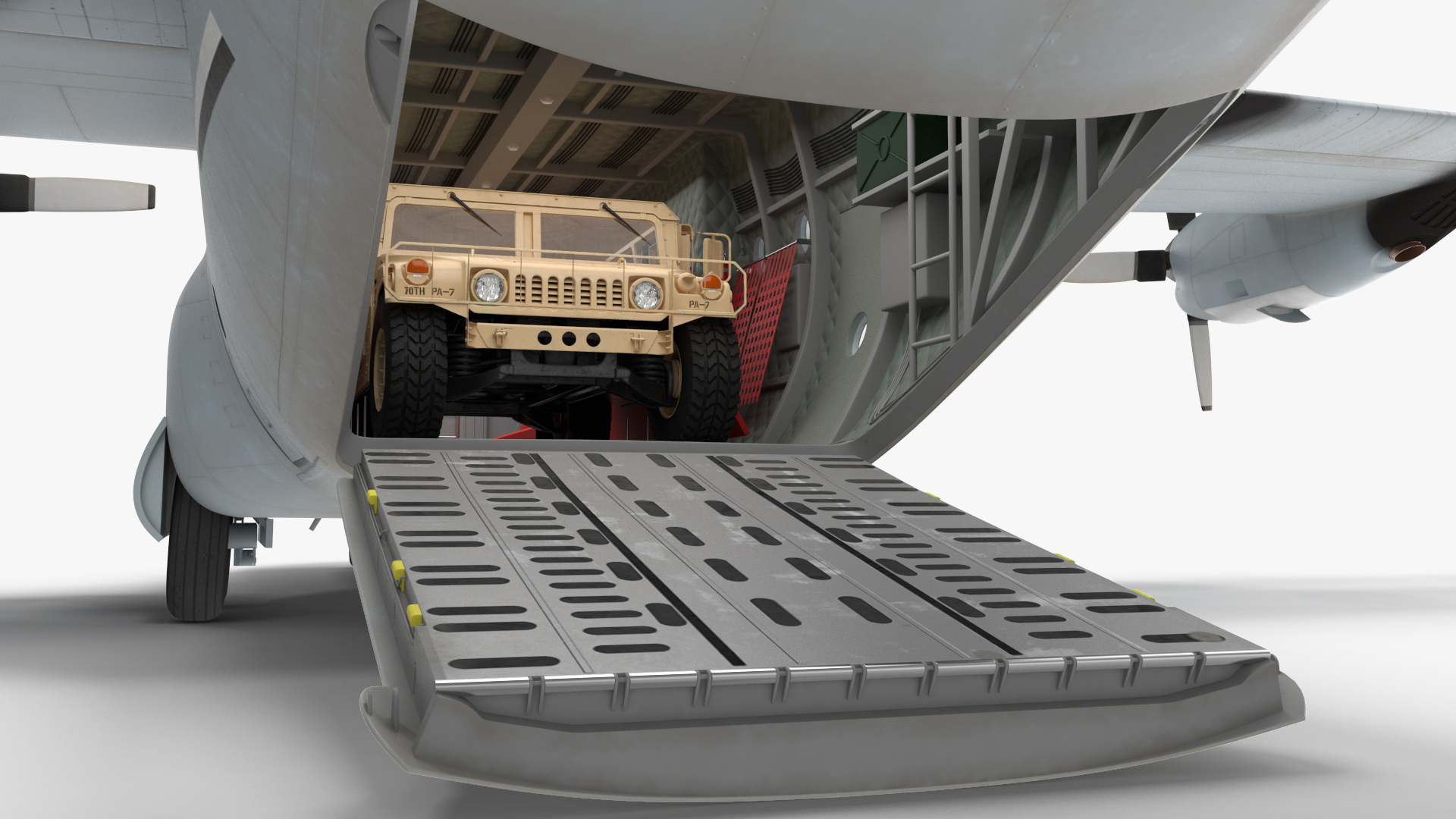 3D Lockheed C 130 Hercules US Military Transport with Humvee M1151 model