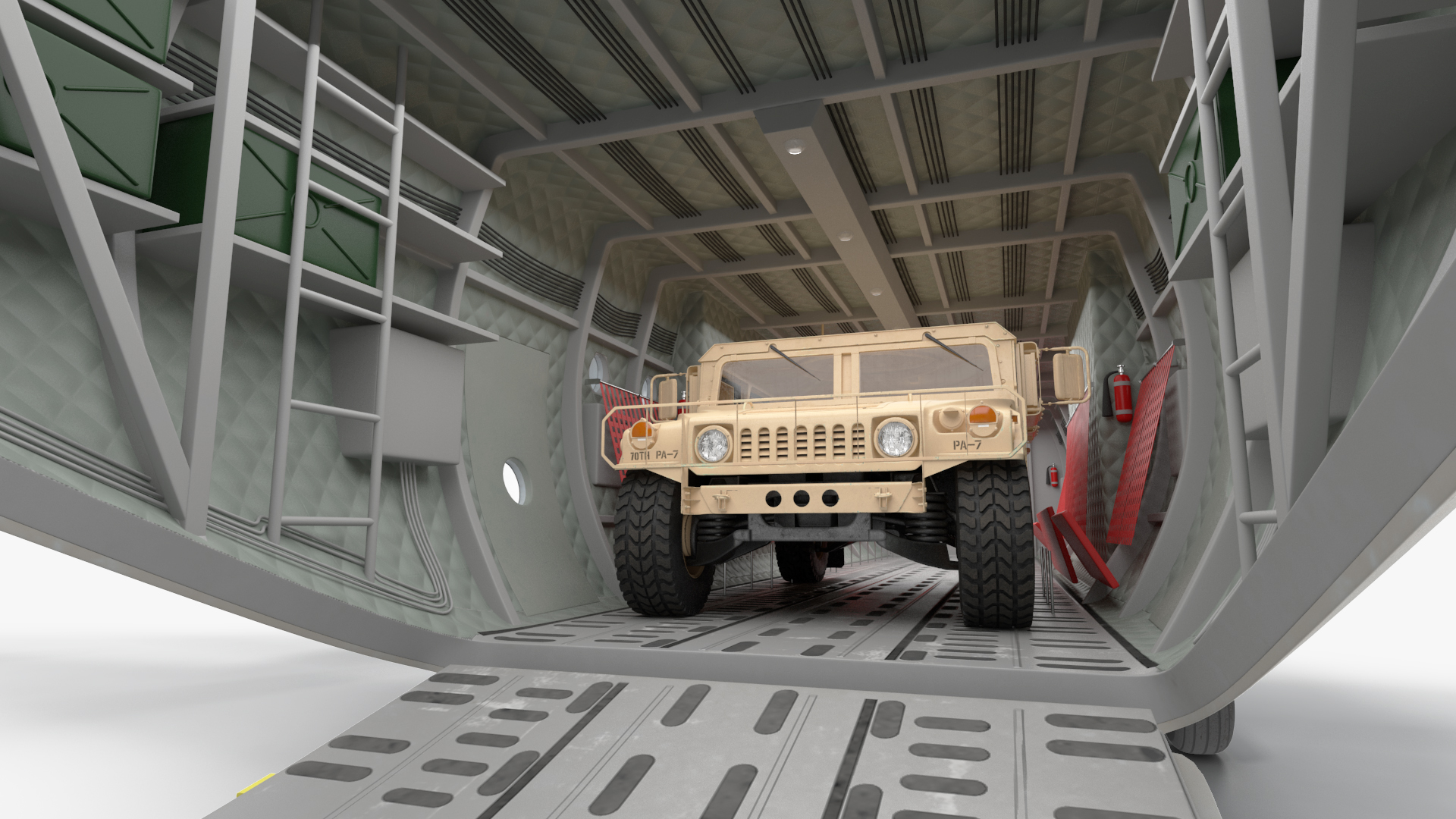 3D Lockheed C 130 Hercules US Military Transport with Humvee M1151 model