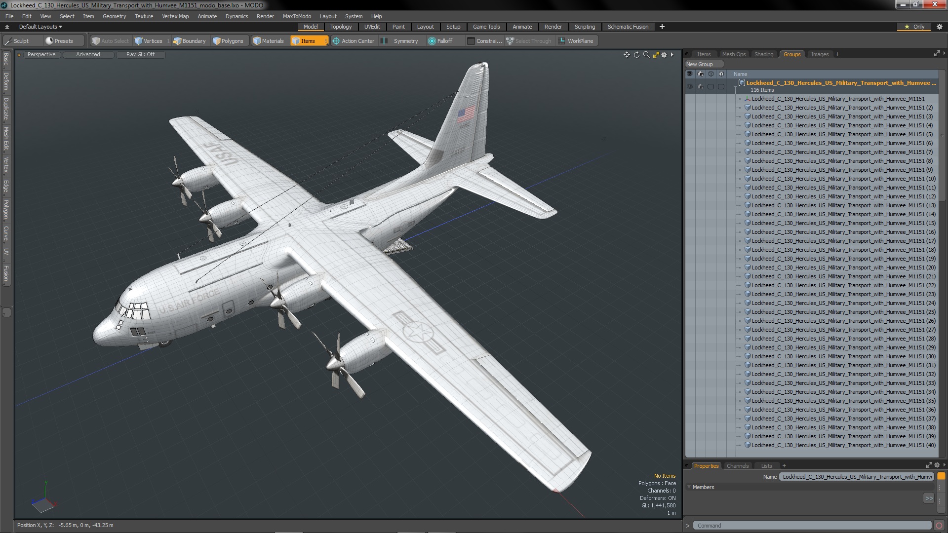 3D Lockheed C 130 Hercules US Military Transport with Humvee M1151 model