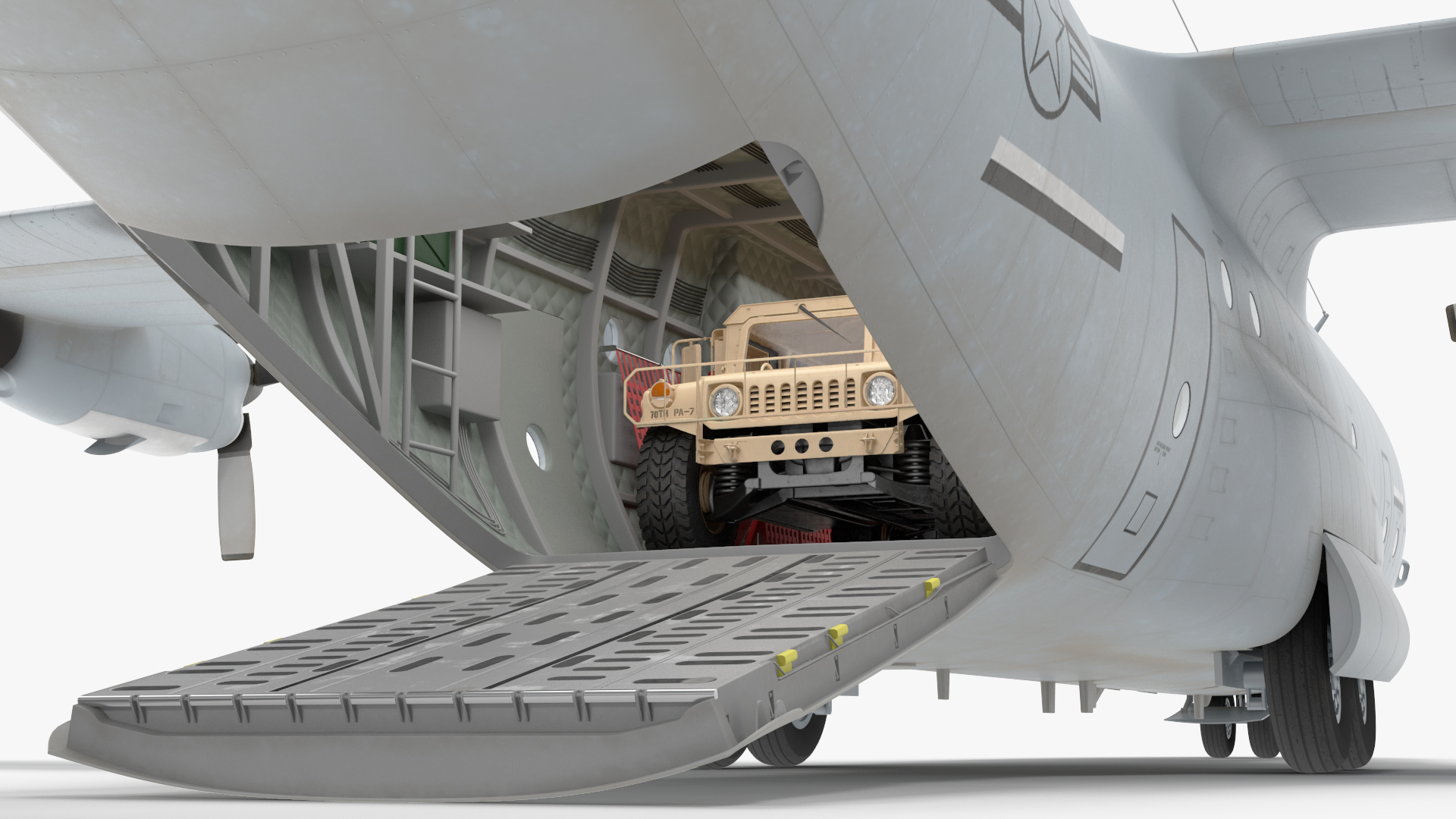 3D Lockheed C 130 Hercules US Military Transport with Humvee M1151 model
