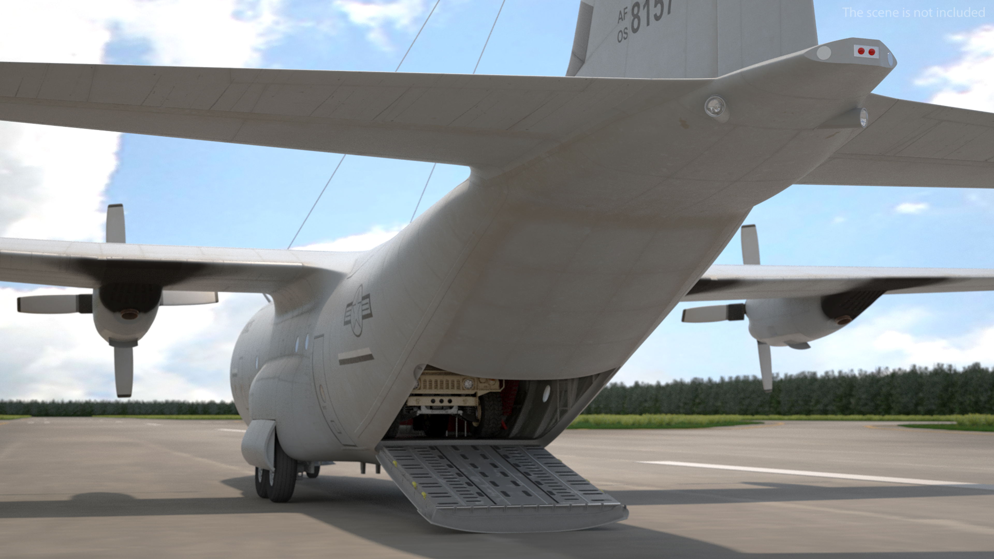 3D Lockheed C 130 Hercules US Military Transport with Humvee M1151 model