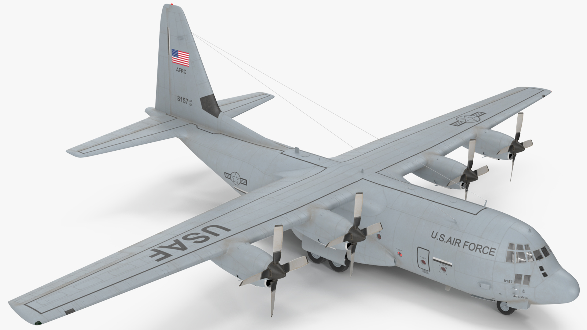 3D Lockheed C 130 Hercules US Military Transport with Humvee M1151 model