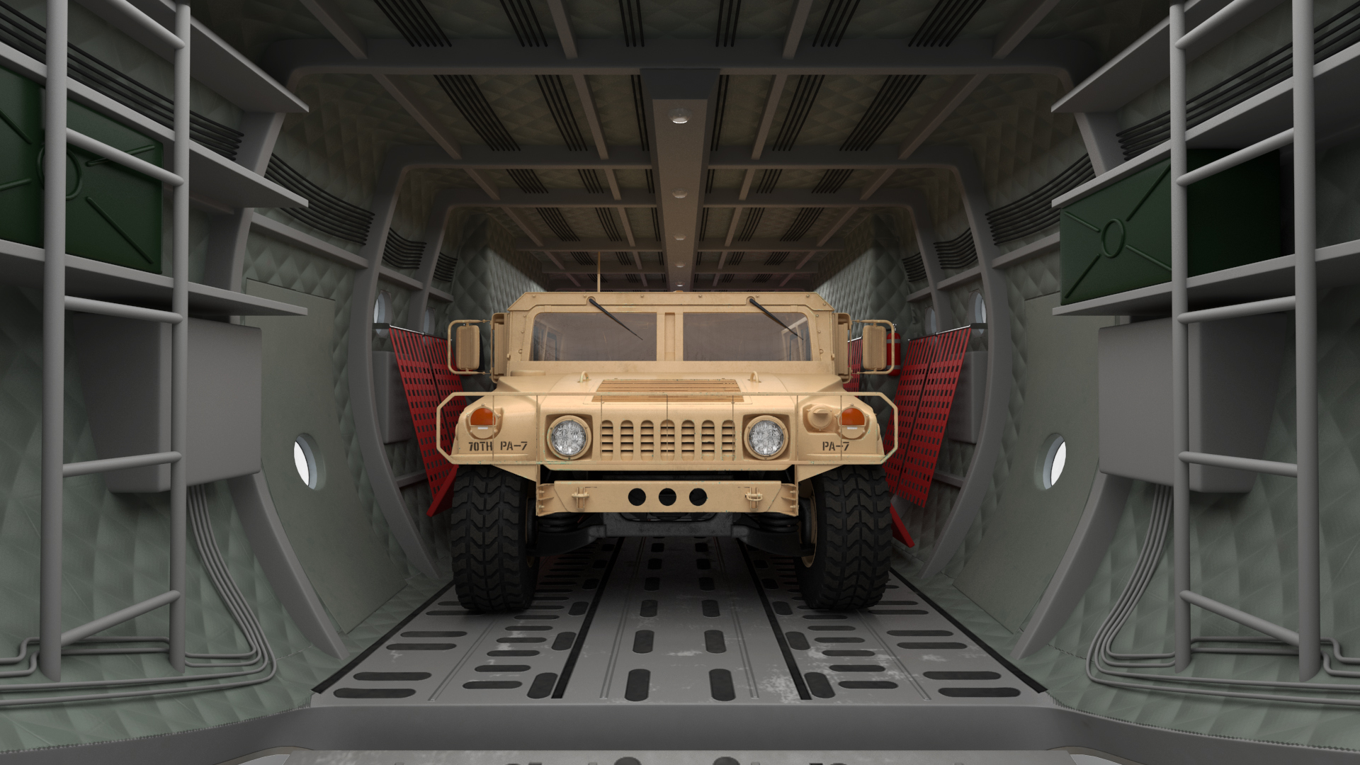 3D Lockheed C 130 Hercules US Military Transport with Humvee M1151 model