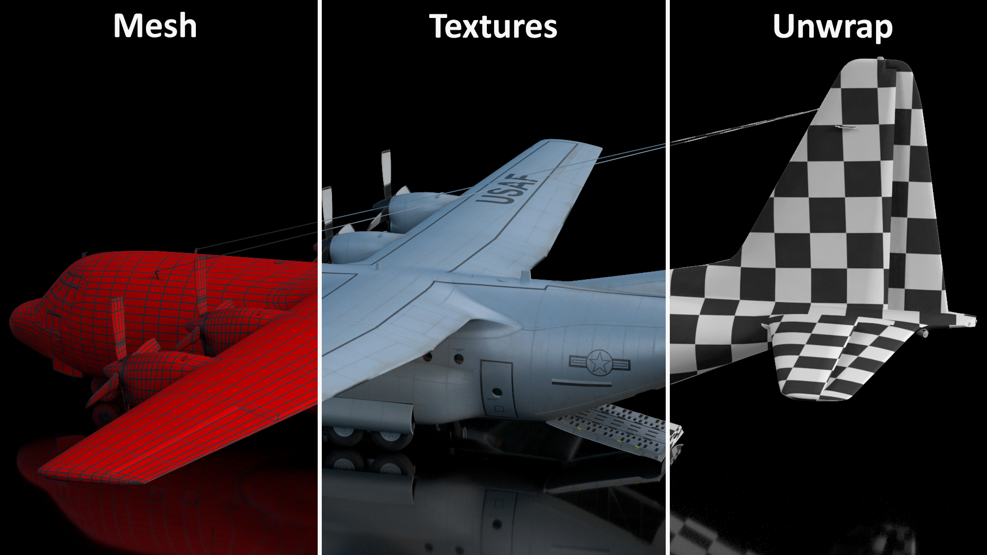 3D Lockheed C 130 Hercules US Military Transport with Humvee M1151 model