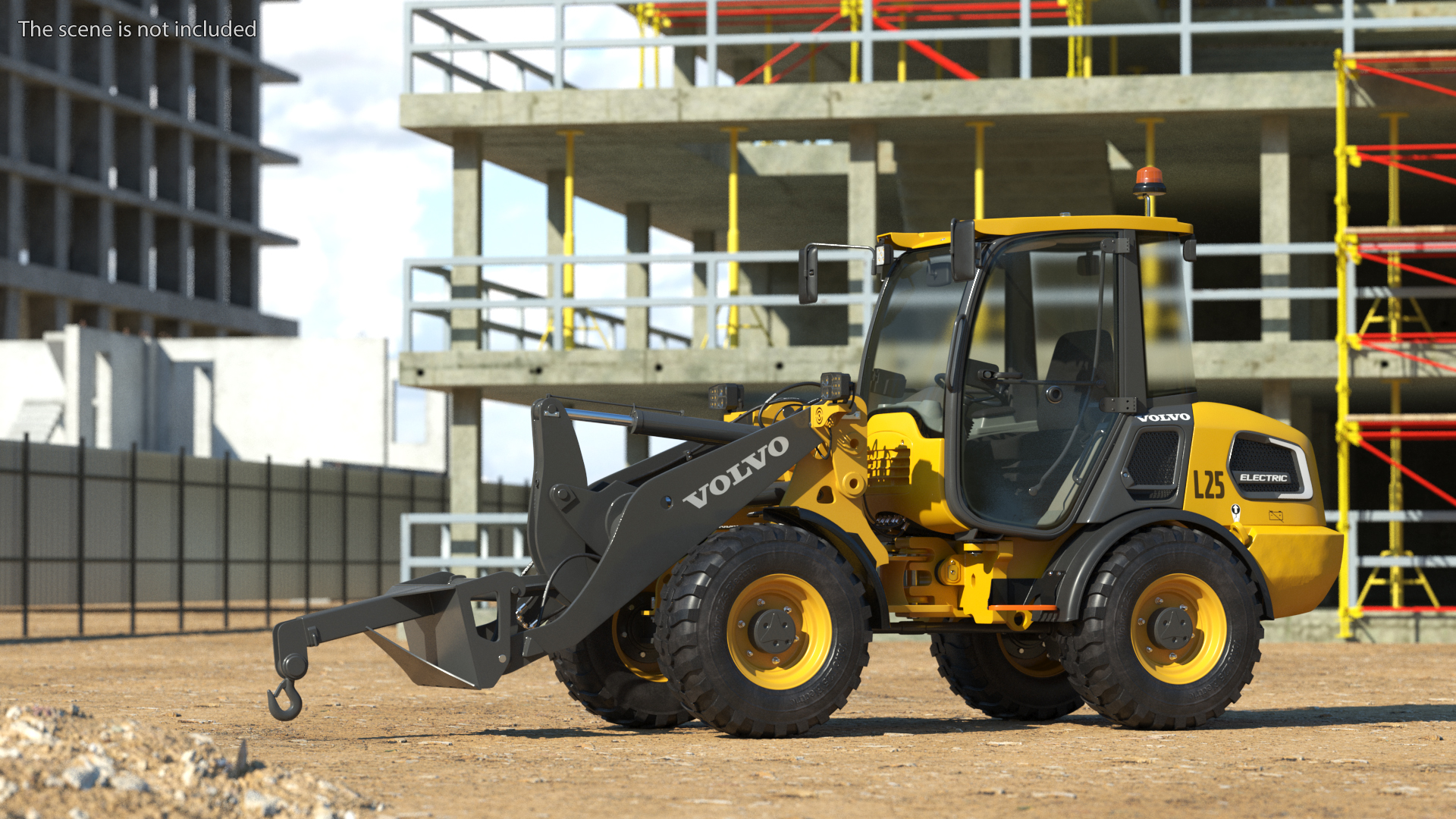 3D Volvo L25 Electric Loader with Material Handling Arm Simple Interior model