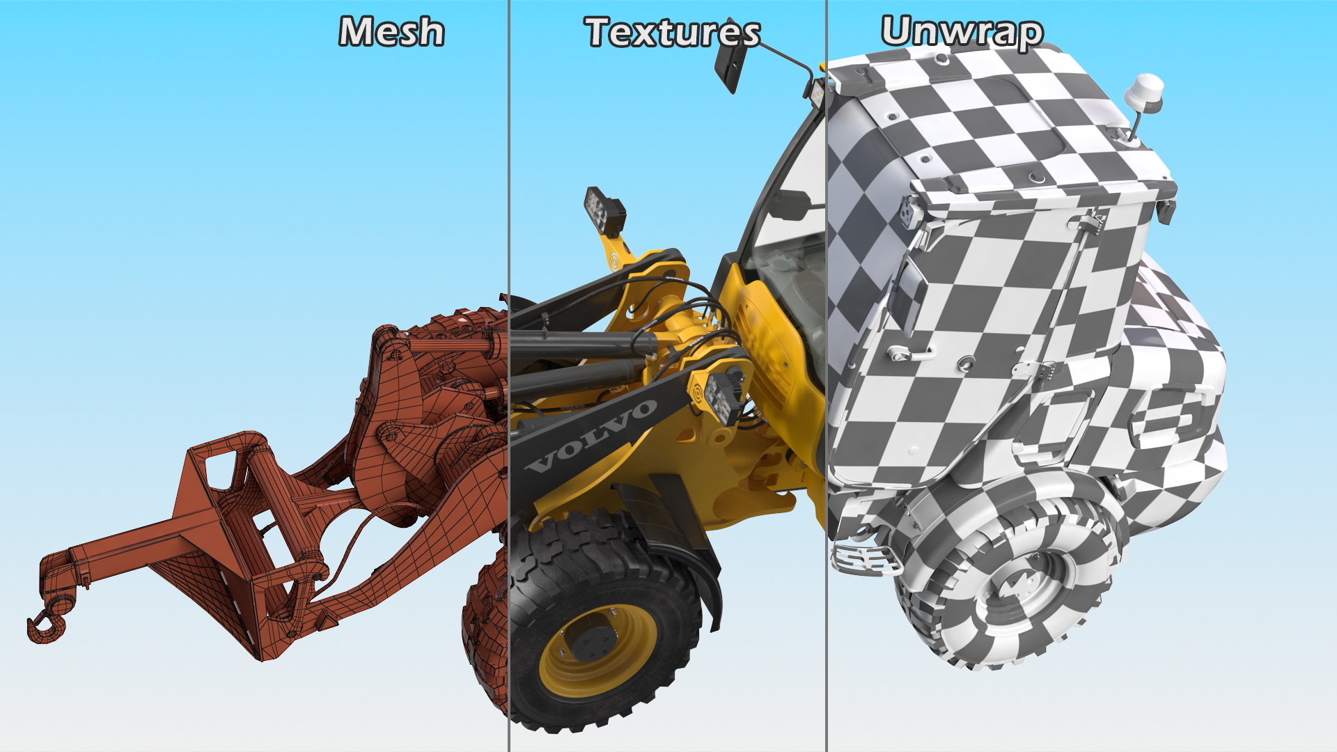 3D Volvo L25 Electric Loader with Material Handling Arm Simple Interior model