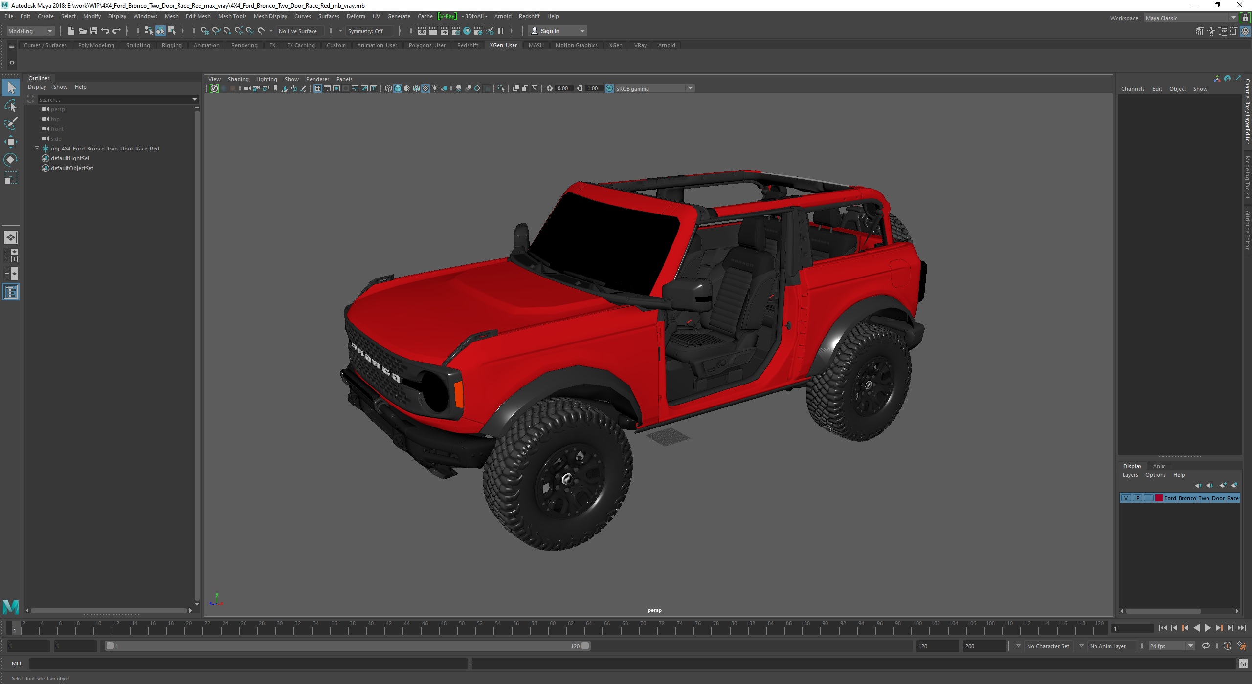 3D 4X4 Ford Bronco Two Door Race Red model