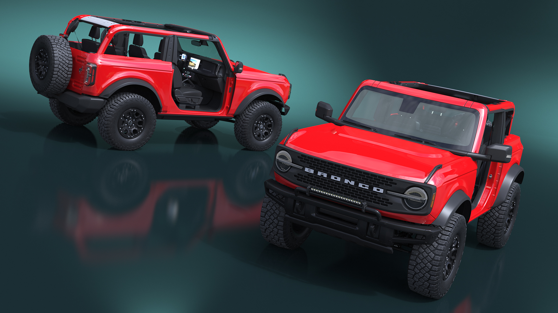 3D 4X4 Ford Bronco Two Door Race Red model