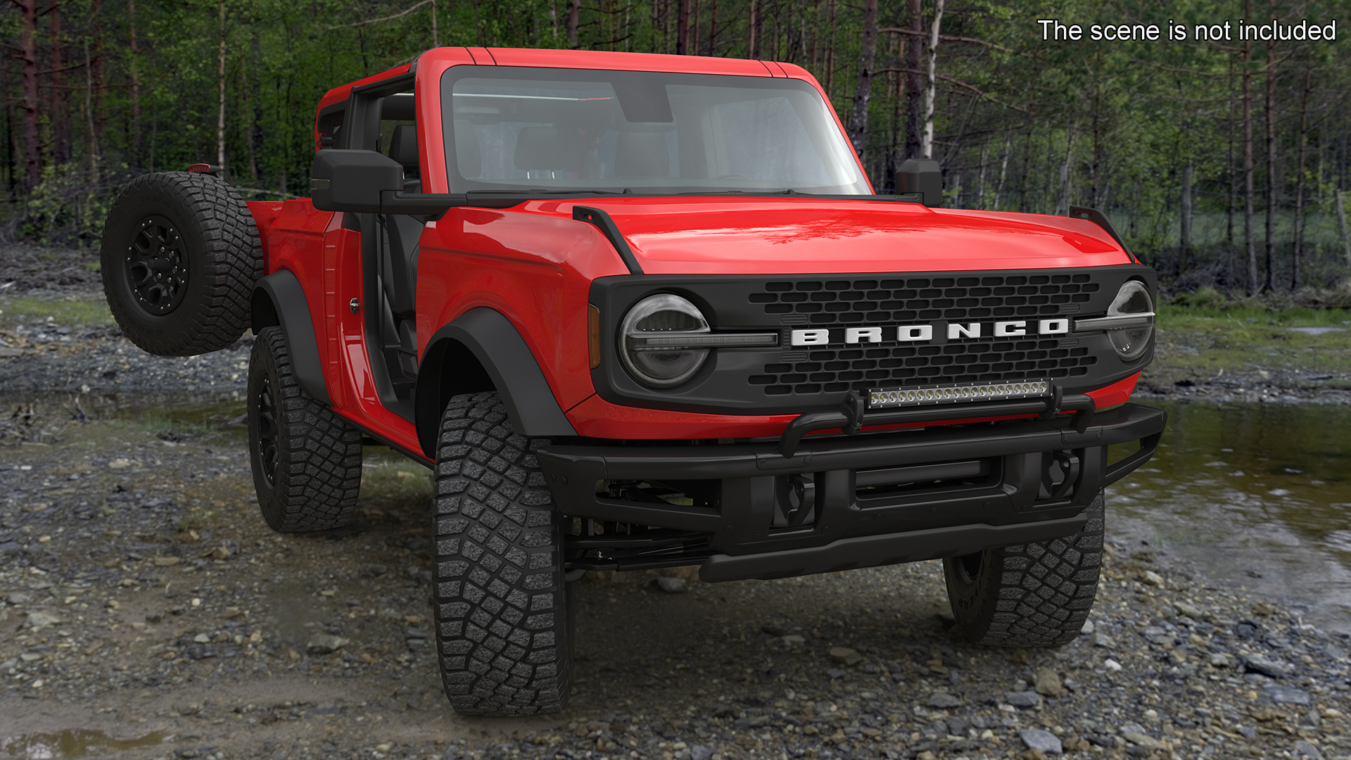 3D 4X4 Ford Bronco Two Door Race Red model