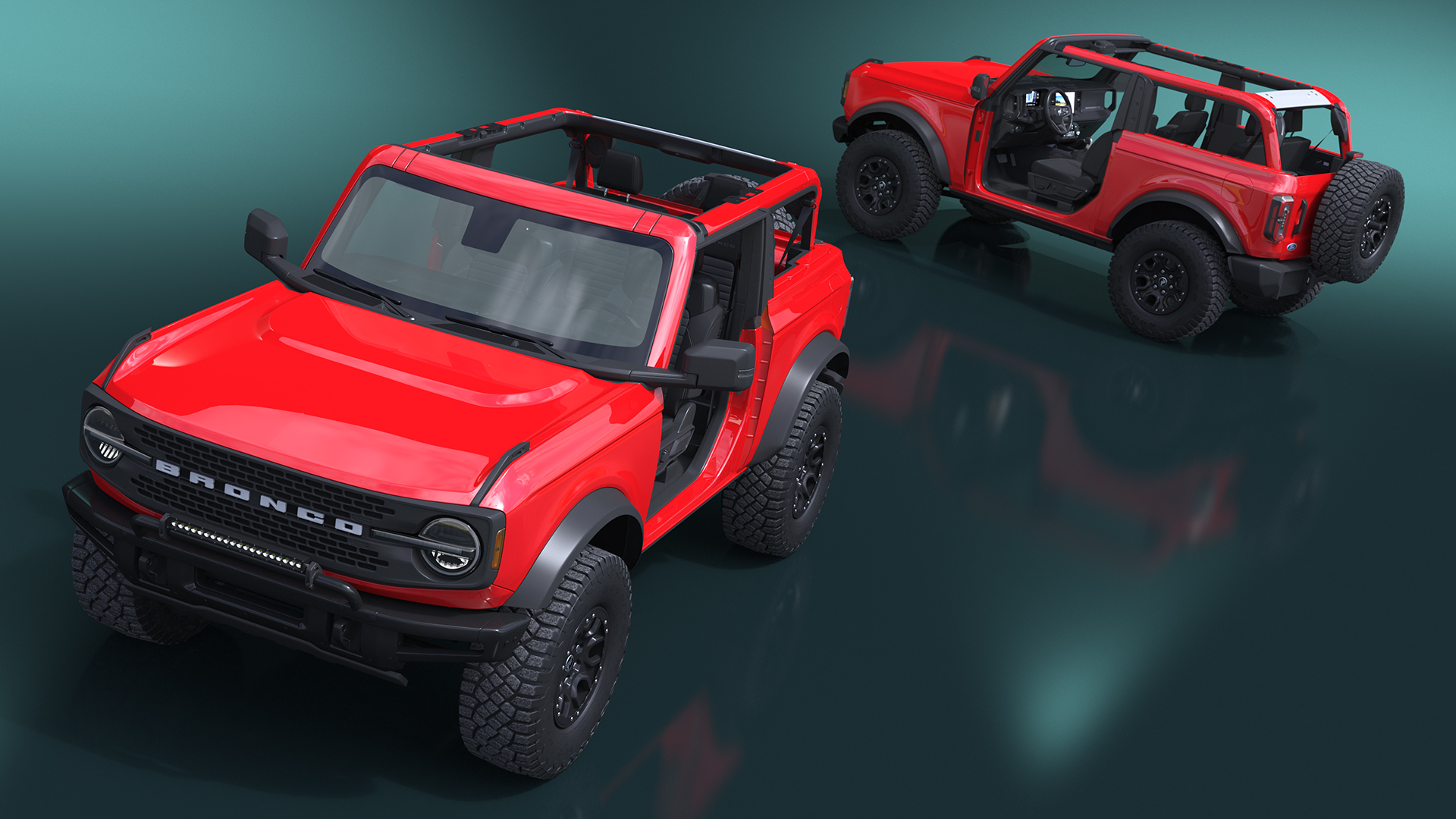 3D 4X4 Ford Bronco Two Door Race Red model