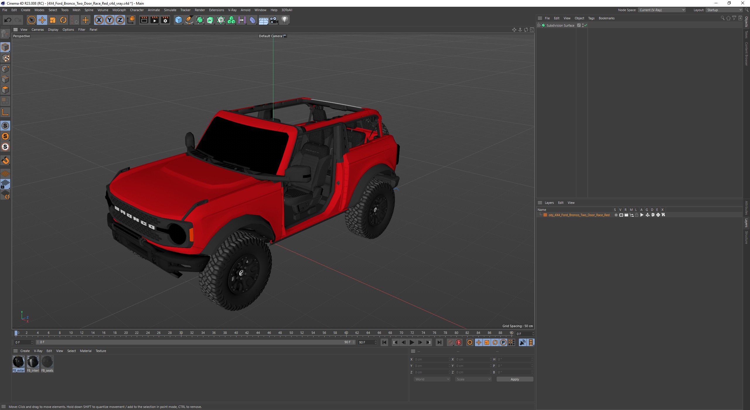 3D 4X4 Ford Bronco Two Door Race Red model