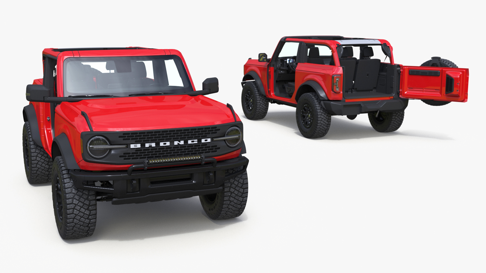 3D 4X4 Ford Bronco Two Door Race Red model
