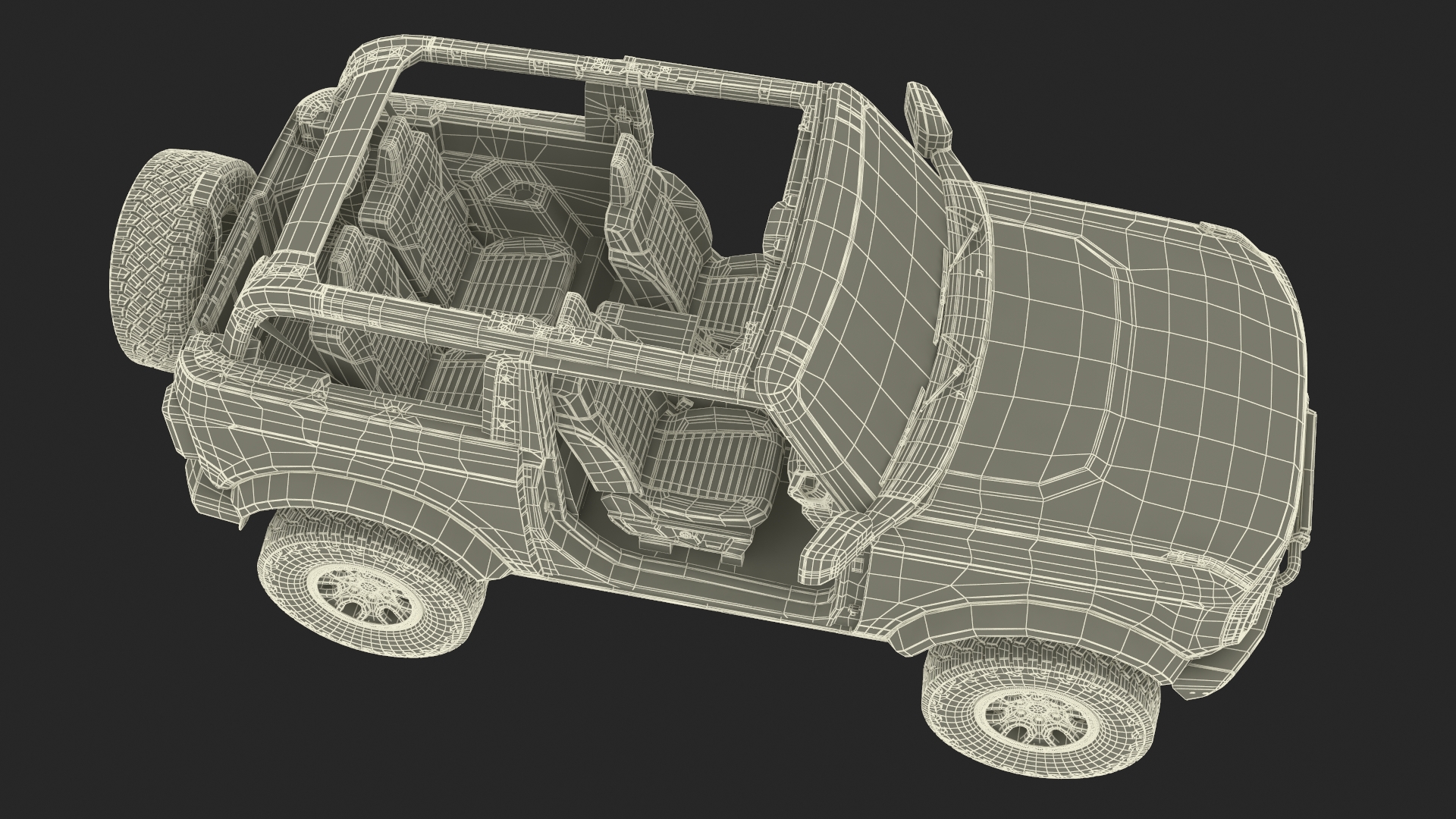 3D 4X4 Ford Bronco Two Door Race Red model