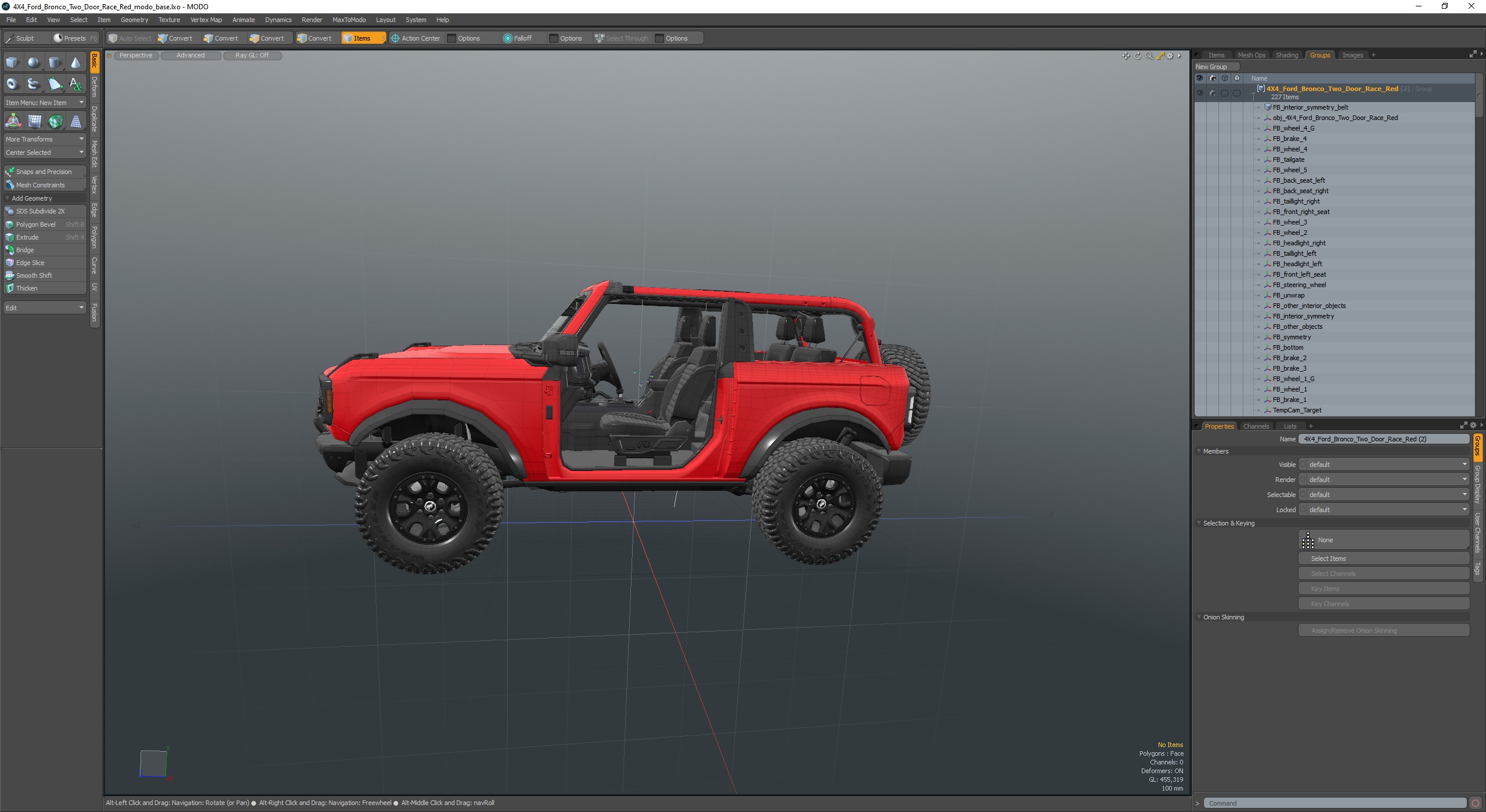 3D 4X4 Ford Bronco Two Door Race Red model