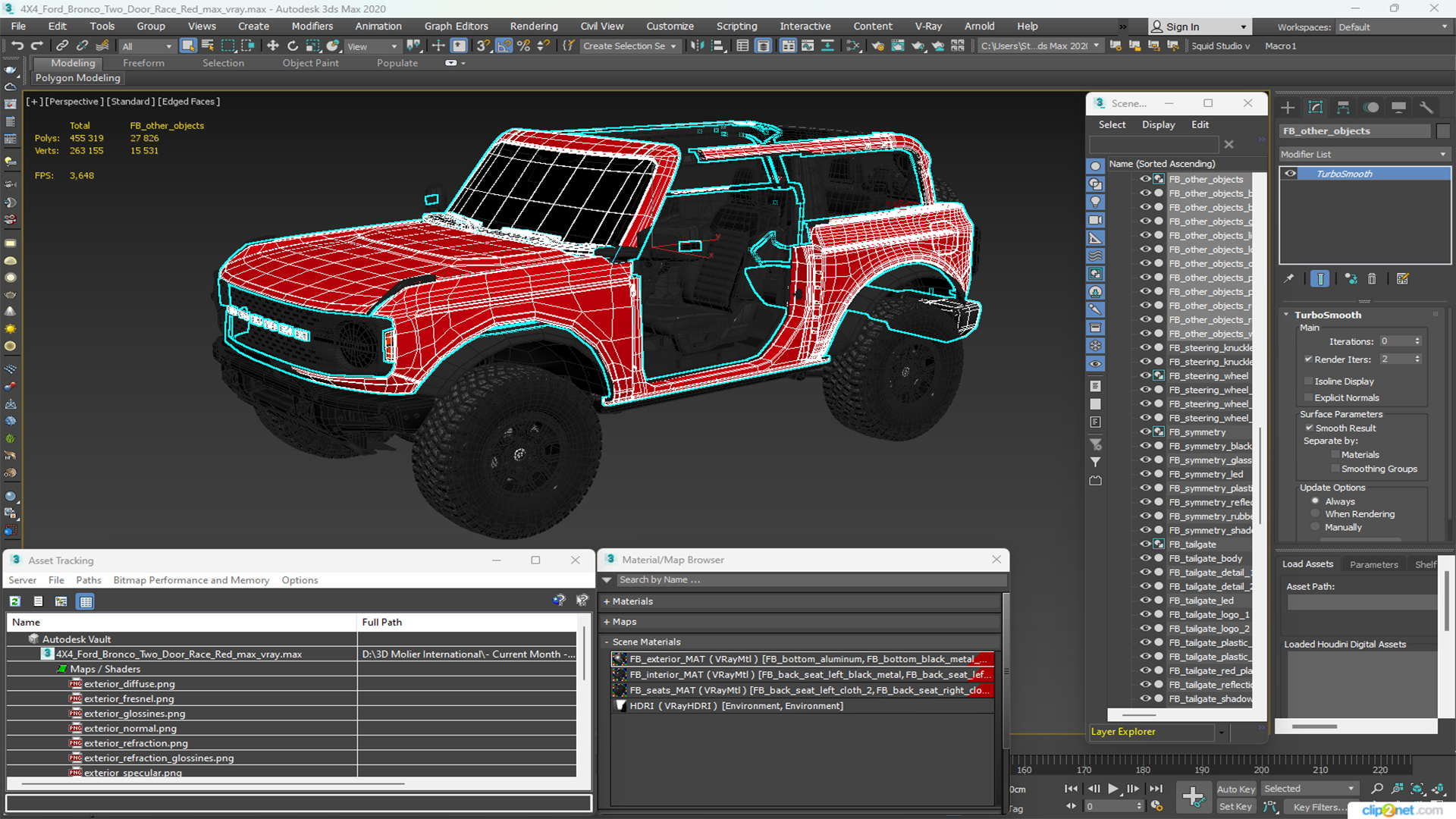 3D 4X4 Ford Bronco Two Door Race Red model
