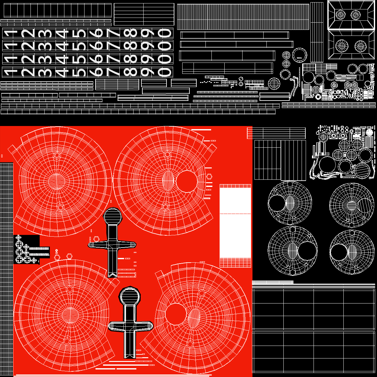 3D Mechanical Hand Tally Counter Red model
