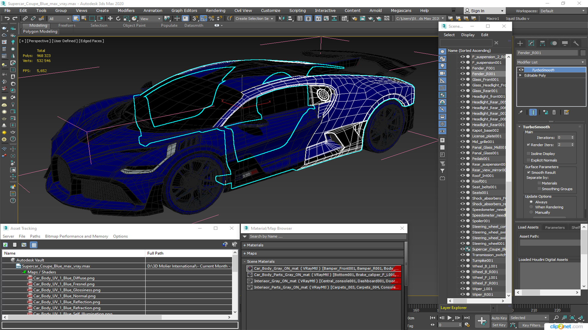 Supercar Coupe Blue 3D model