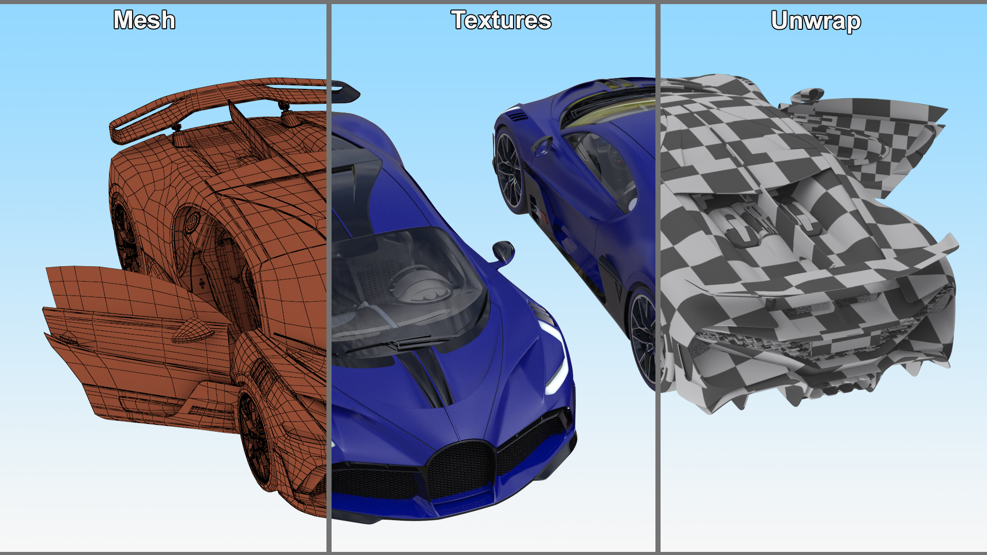 Supercar Coupe Blue 3D model