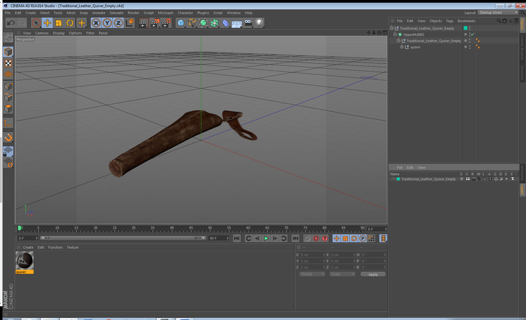 Traditional Leather Quiver Empty 3D