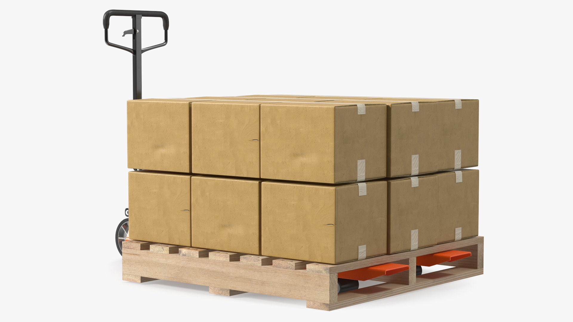3D model Pallet Jack with Wooden Pallet and Boxes
