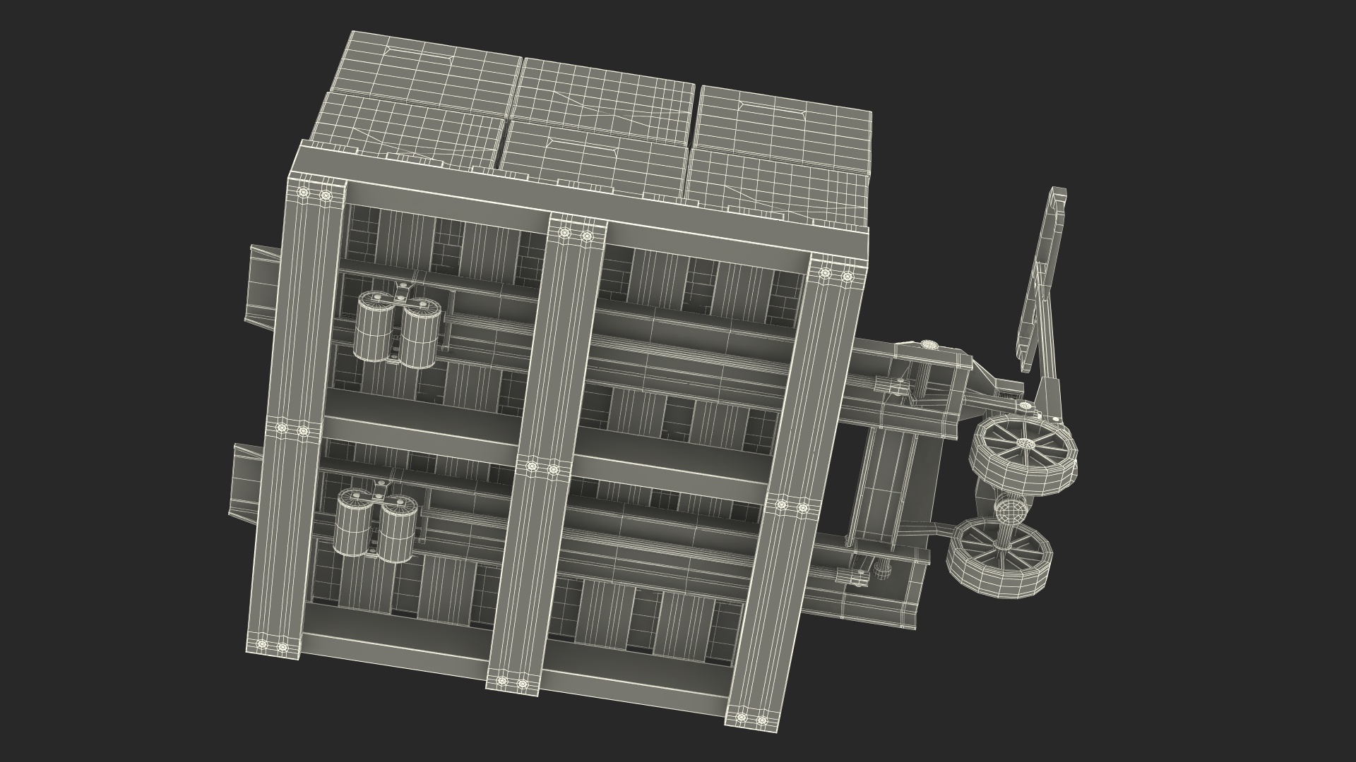 3D model Pallet Jack with Wooden Pallet and Boxes
