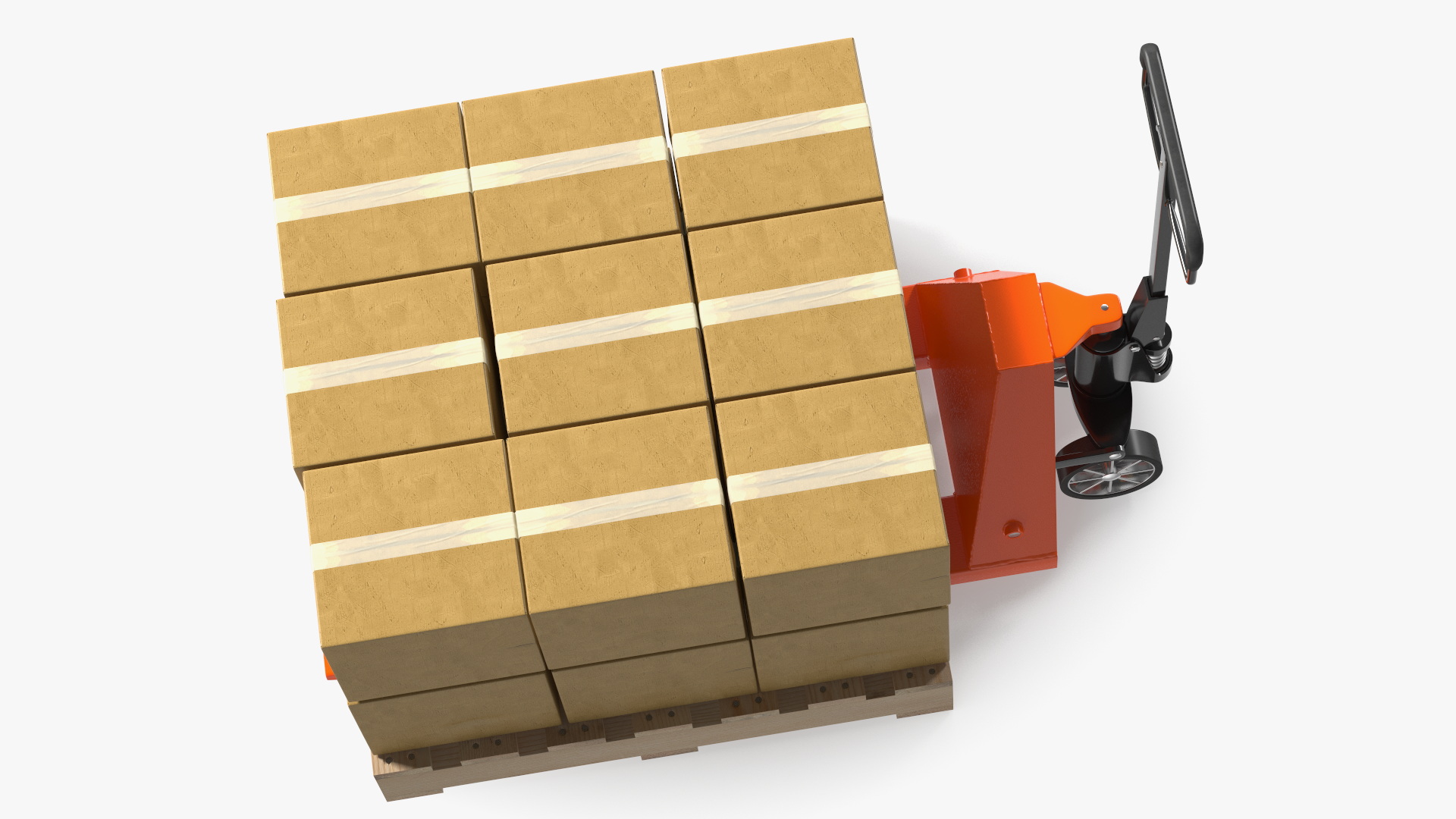 3D model Pallet Jack with Wooden Pallet and Boxes
