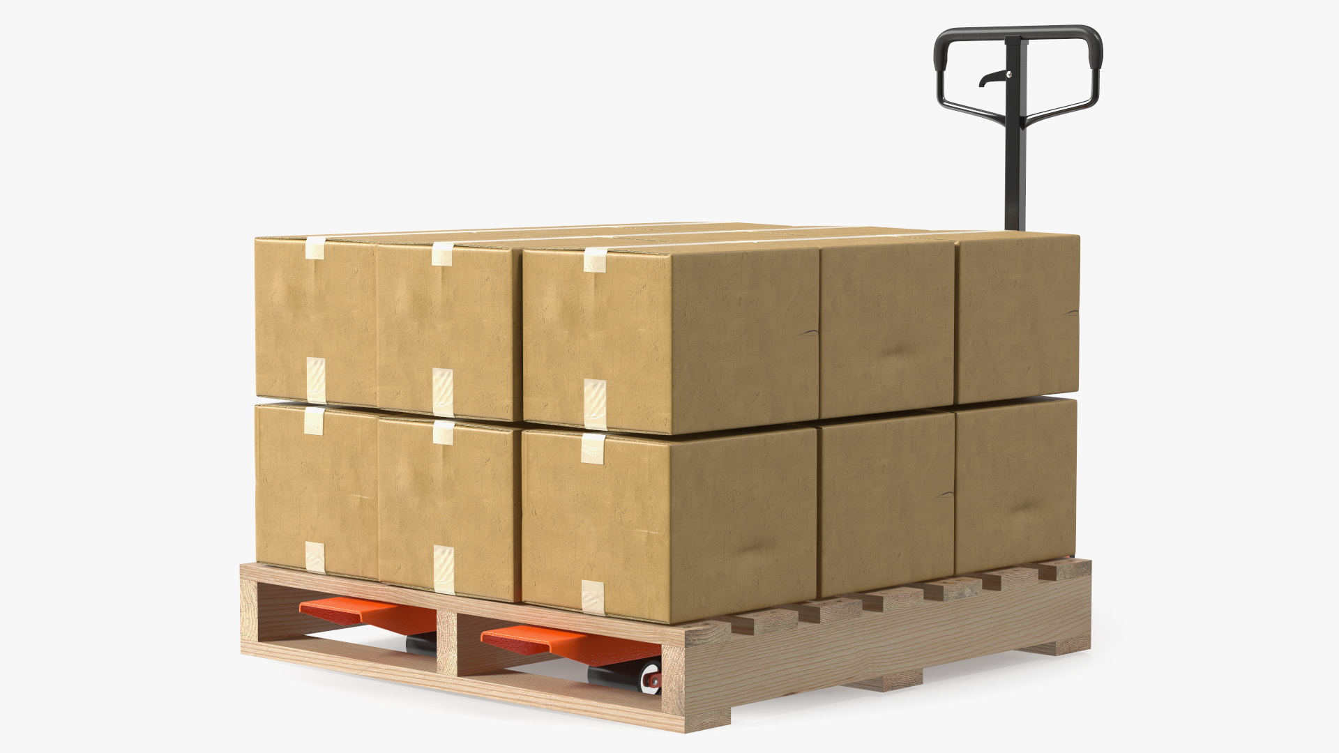 3D model Pallet Jack with Wooden Pallet and Boxes