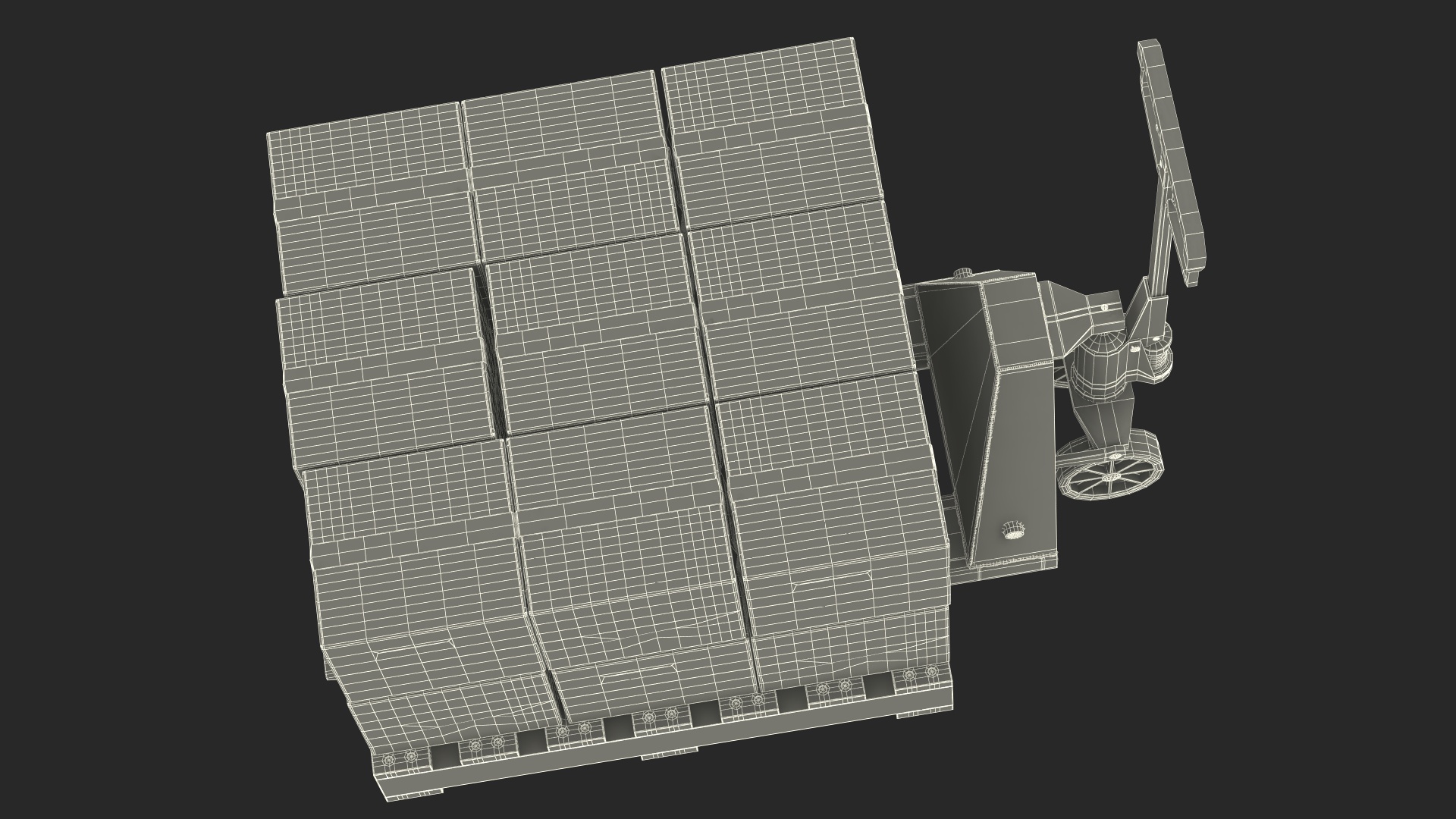 3D model Pallet Jack with Wooden Pallet and Boxes