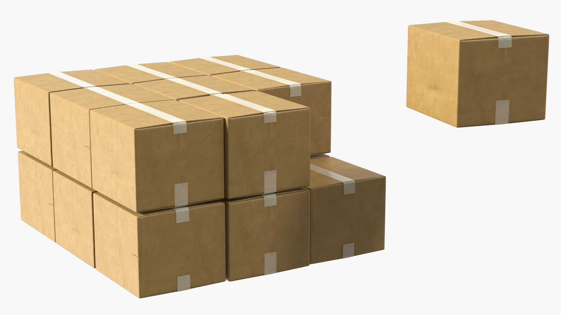 3D model Pallet Jack with Wooden Pallet and Boxes