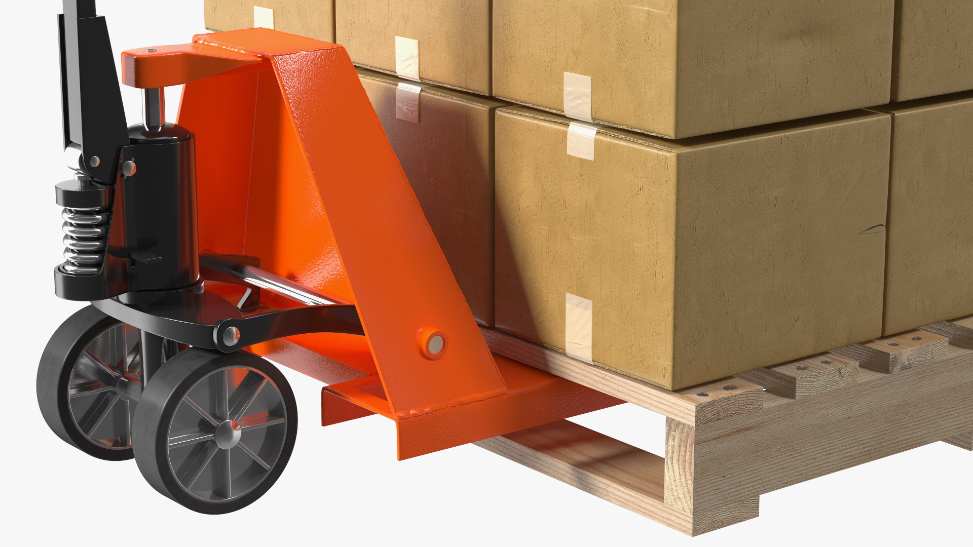 3D model Pallet Jack with Wooden Pallet and Boxes