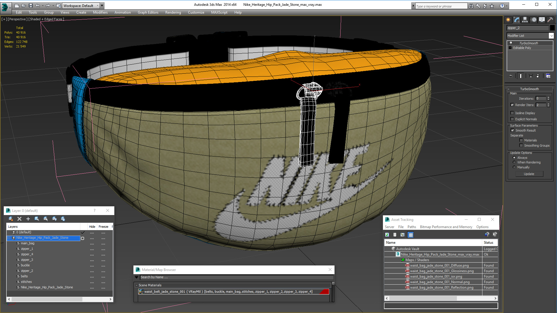 3D Nike Heritage Hip Pack Jade Stone model