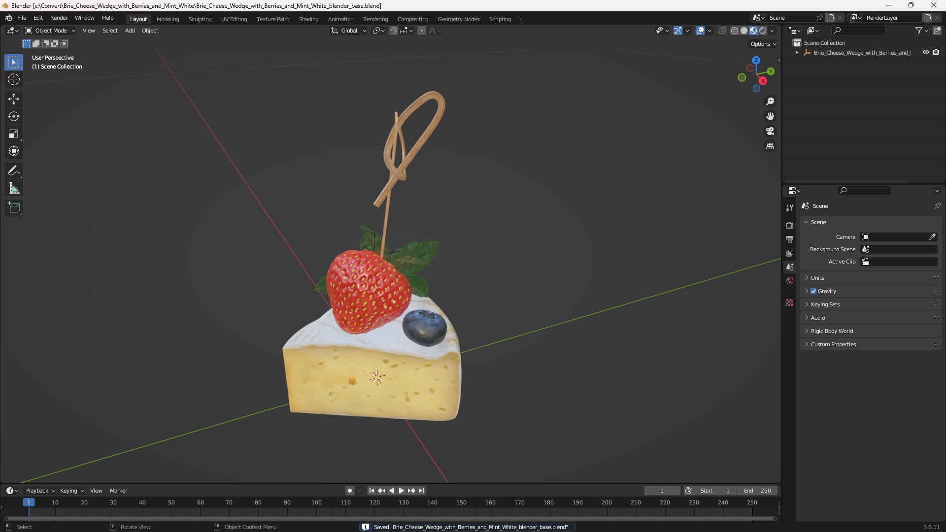 Brie Cheese Wedge with Berries and Mint White, view 9