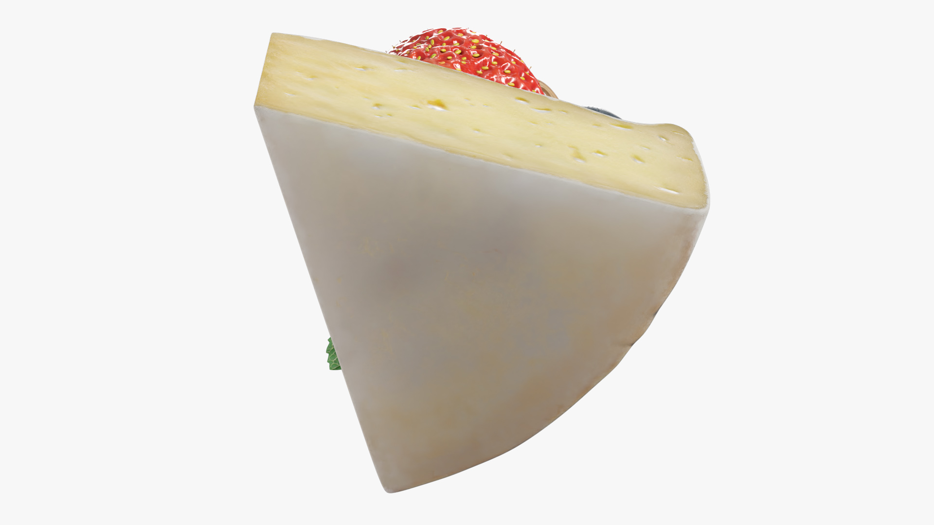 Brie Cheese Wedge with Berries and Mint White, view 4