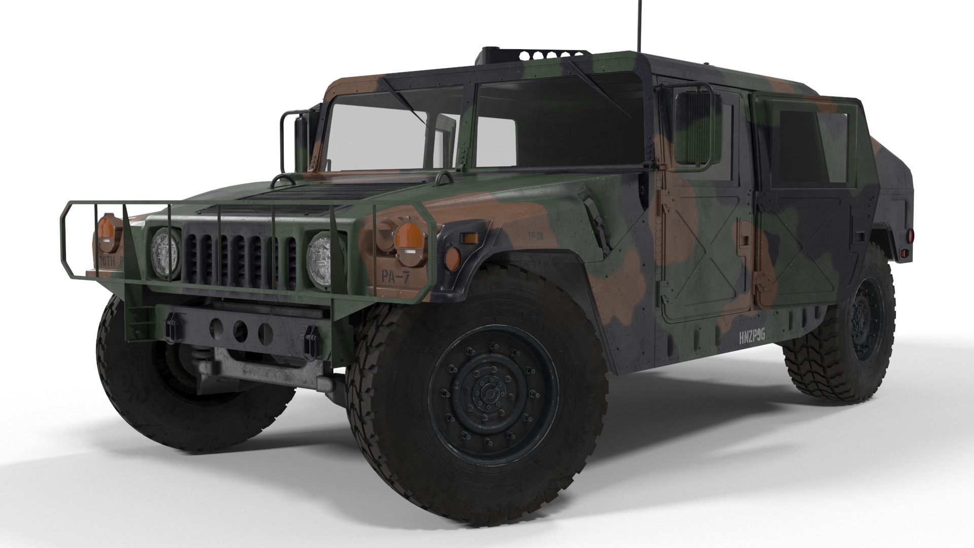 3D Military Off Road Utility Vehicle Humvee Rigged for Maya