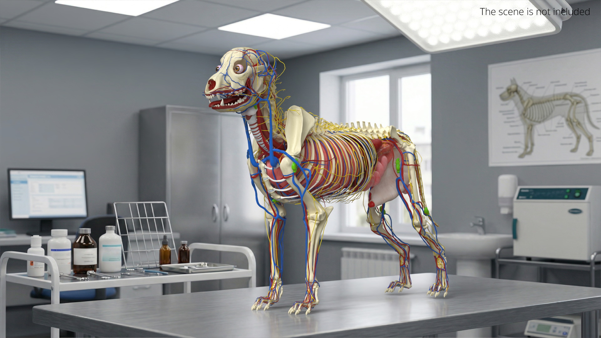Dog Skeleton with Internal Organs Anatomy - view 3