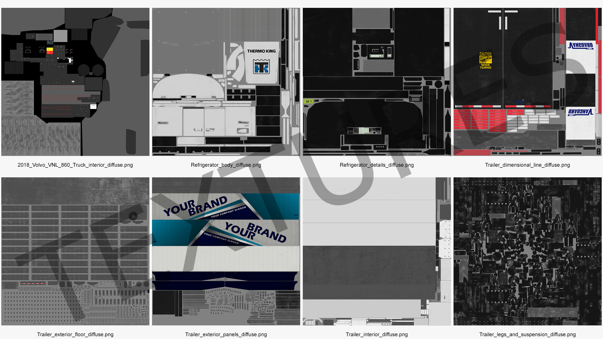 Volvo VNL 860 Truck with Reefer Trailer Your Brand Rigged 3D