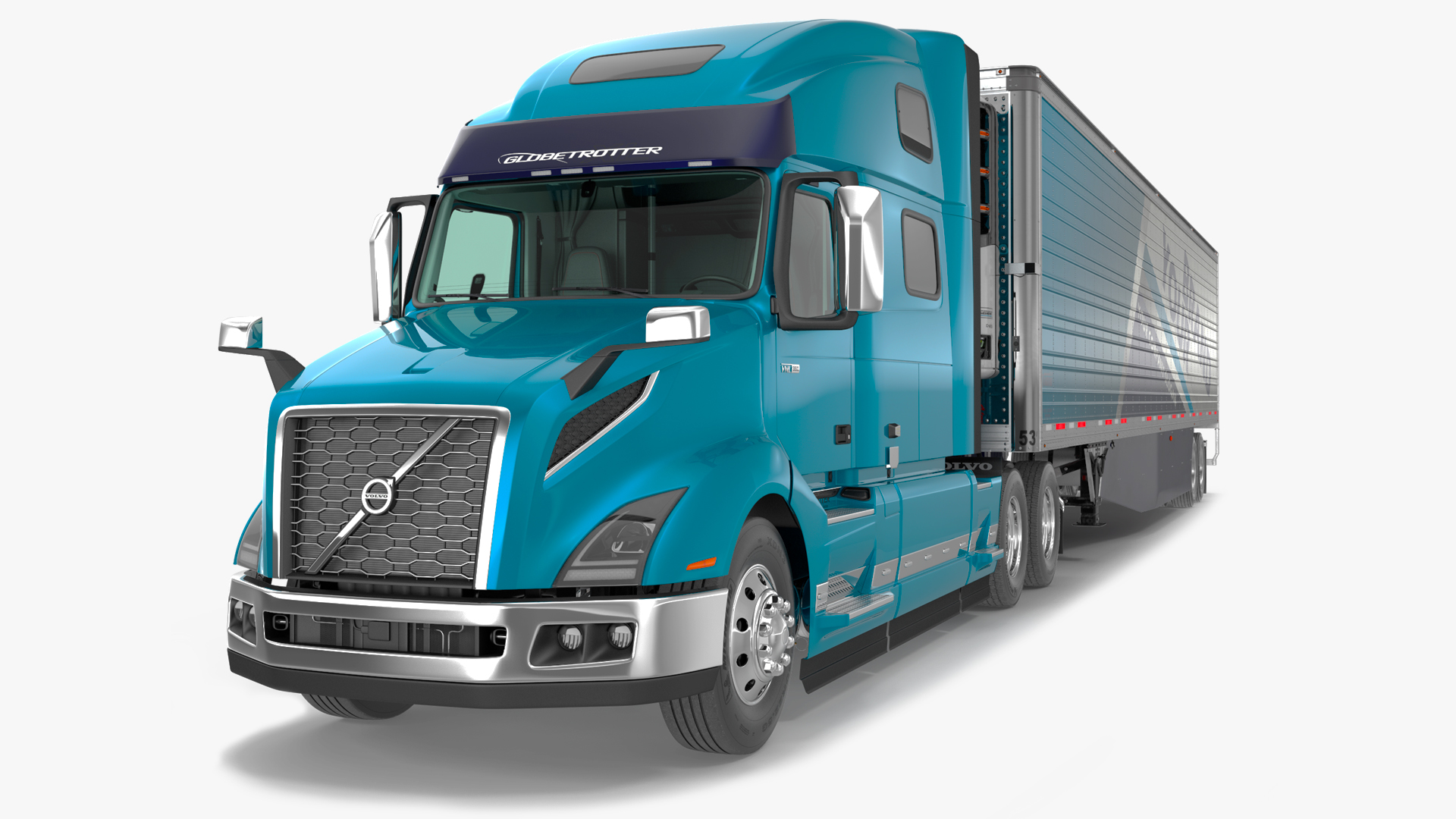 Volvo VNL 860 Truck with Reefer Trailer Your Brand Rigged 3D