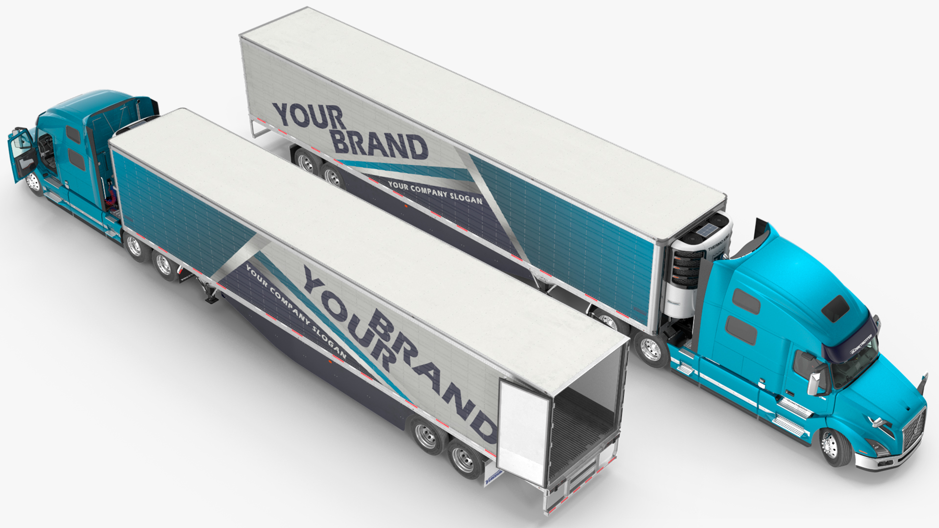 Volvo VNL 860 Truck with Reefer Trailer Your Brand Rigged 3D