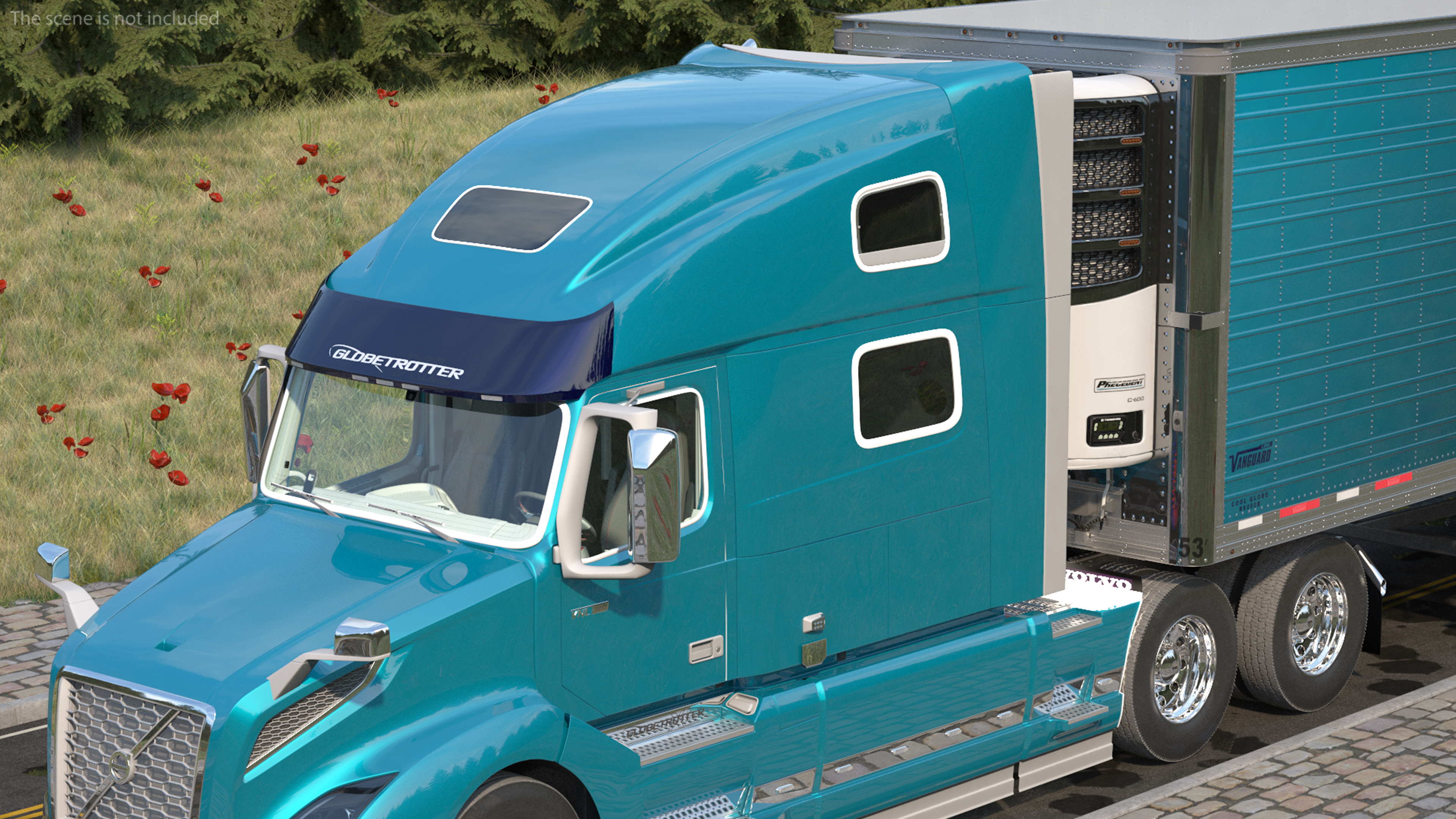 Volvo VNL 860 Truck with Reefer Trailer Your Brand Rigged 3D